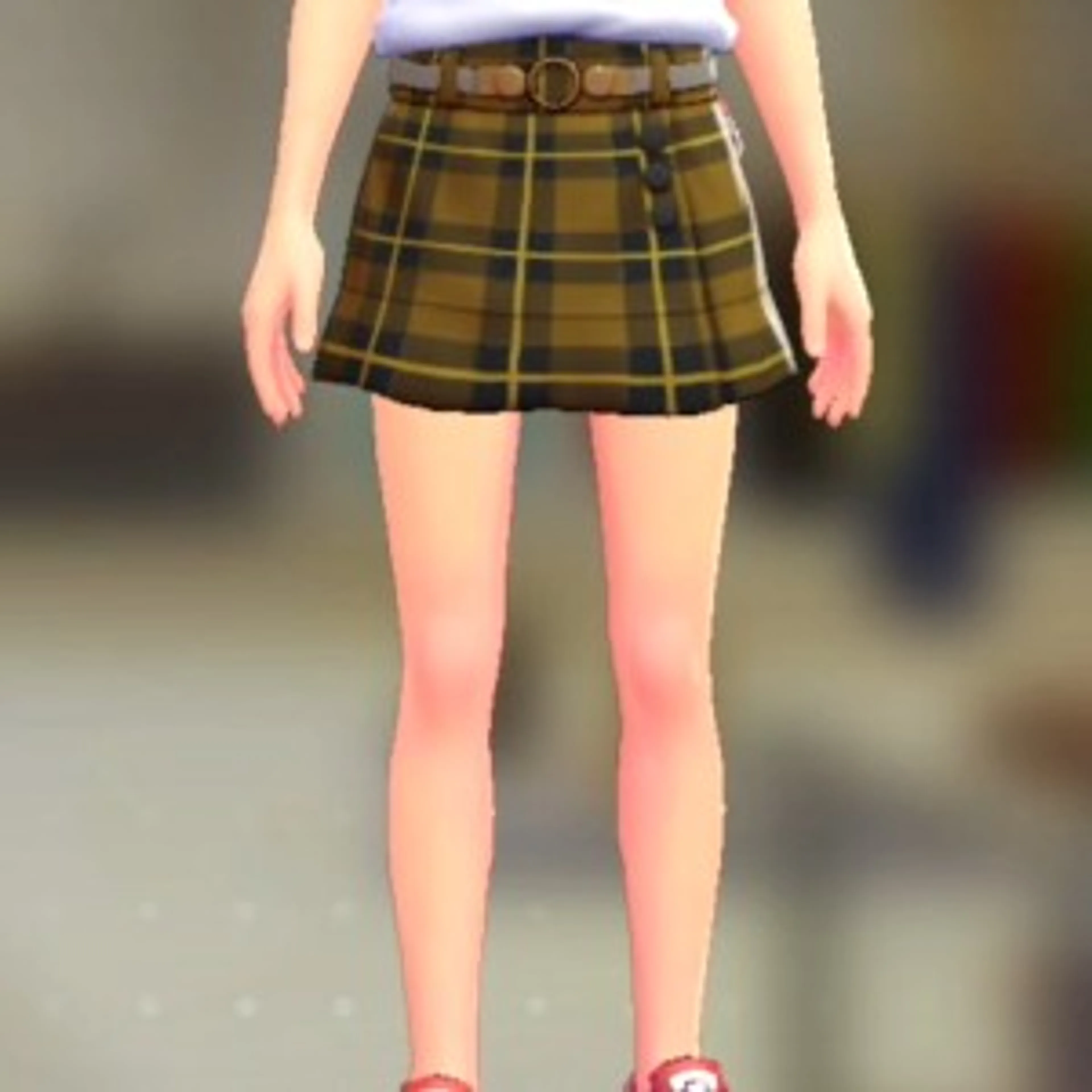 ラップキュロットセット - タータンキャメル ライトグレー