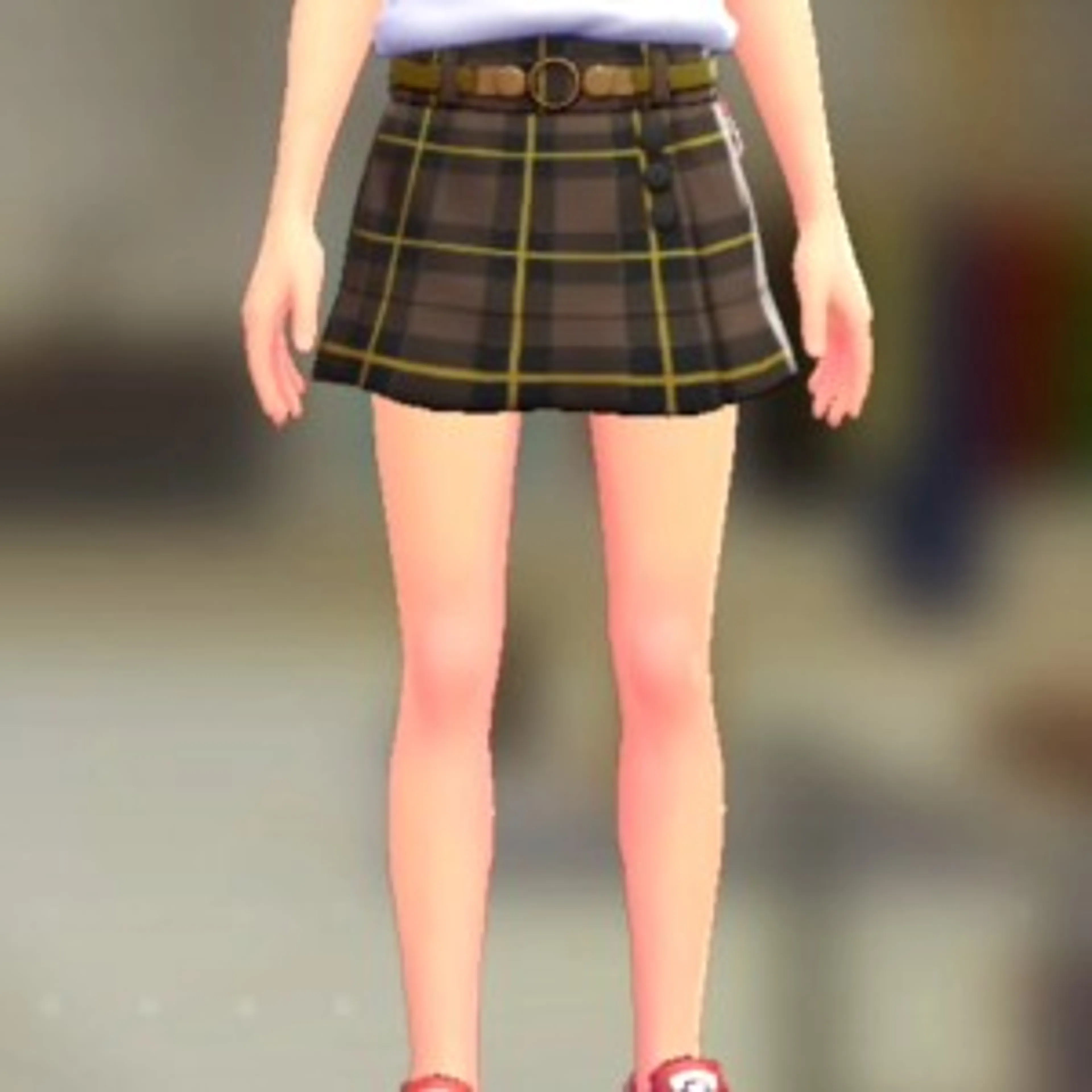 ラップキュロットセット - タータンブラウン マスタード