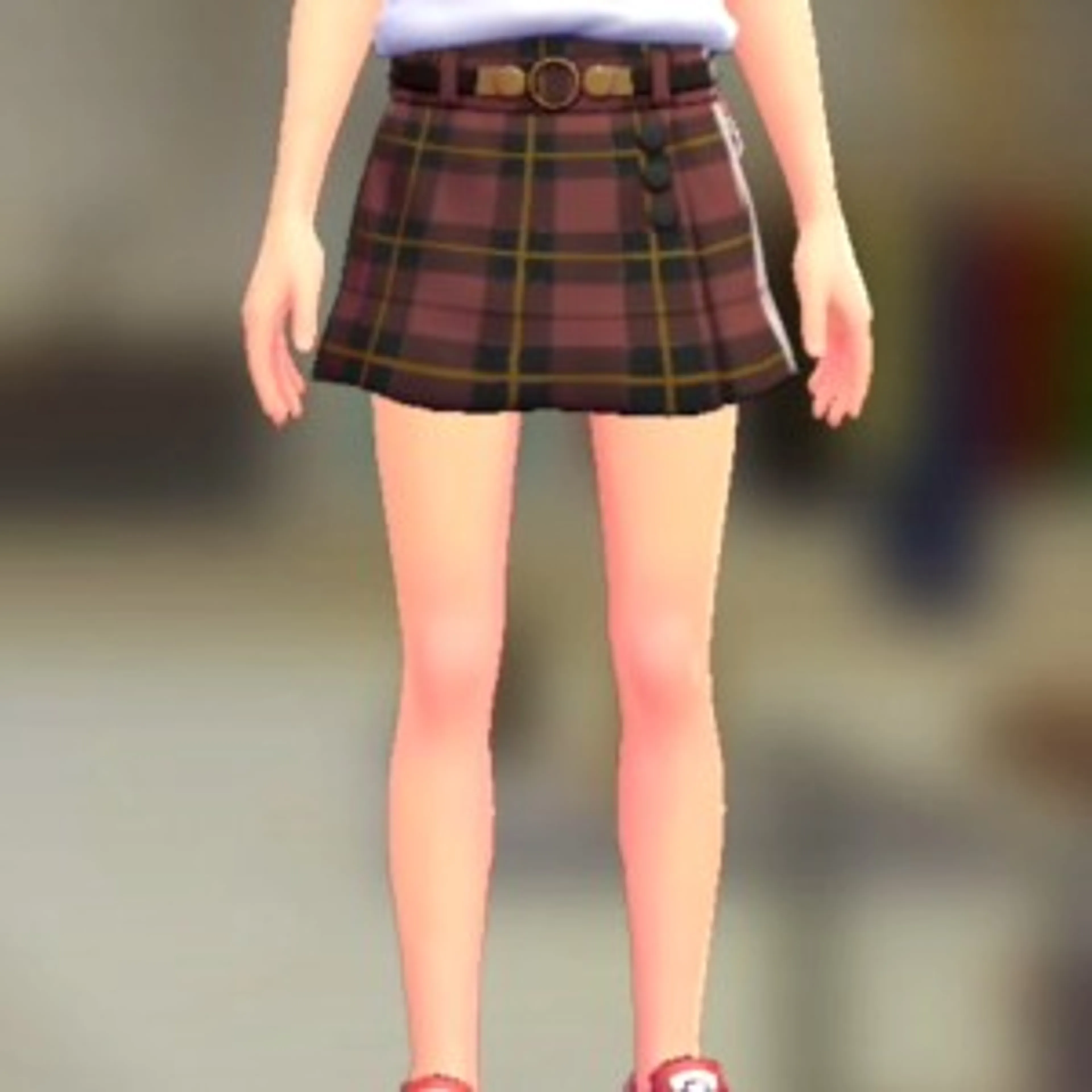 ラップキュロットセット - タータンレッド ダークブラウン