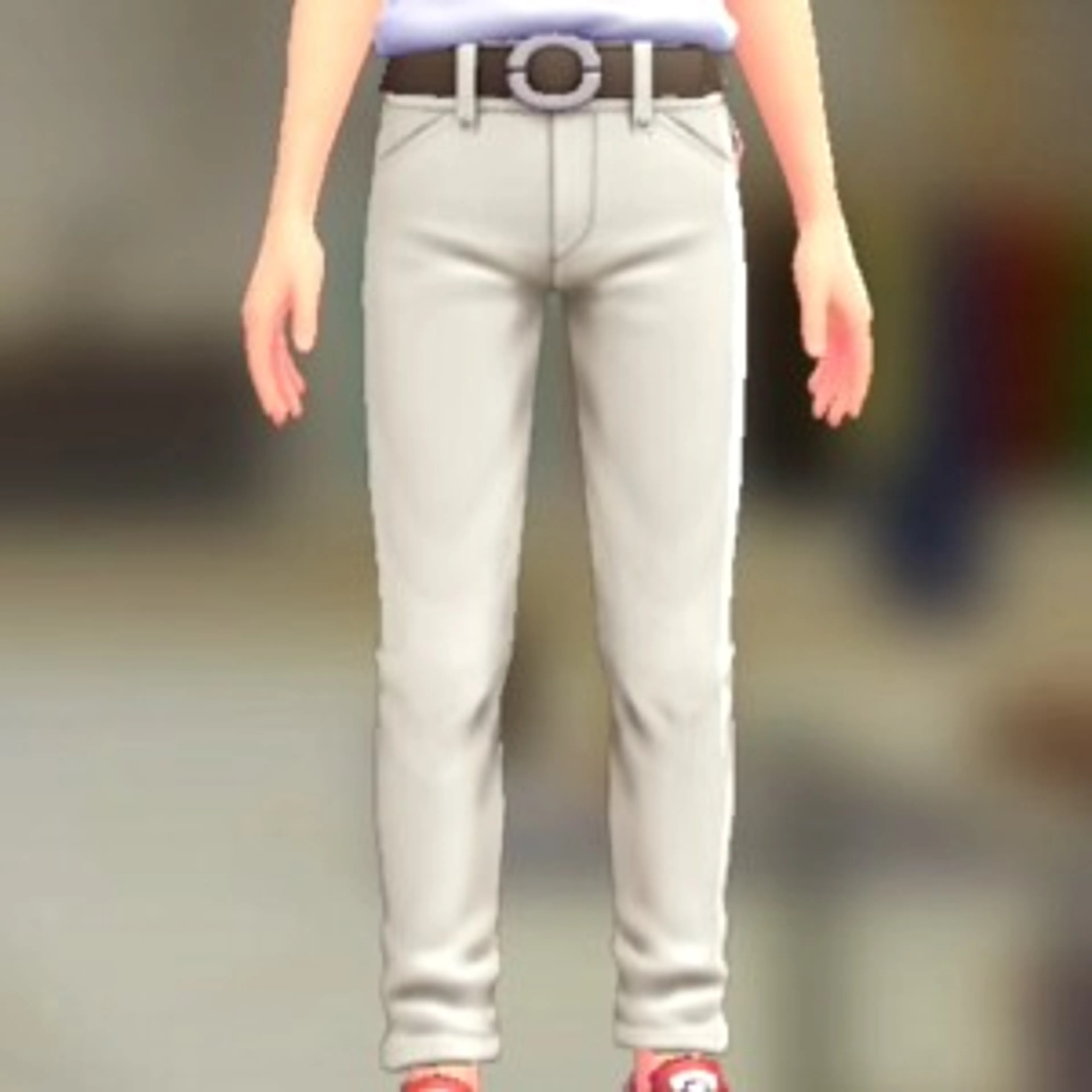 スキニーパンツセット - ホワイトデニム ダークブラウン