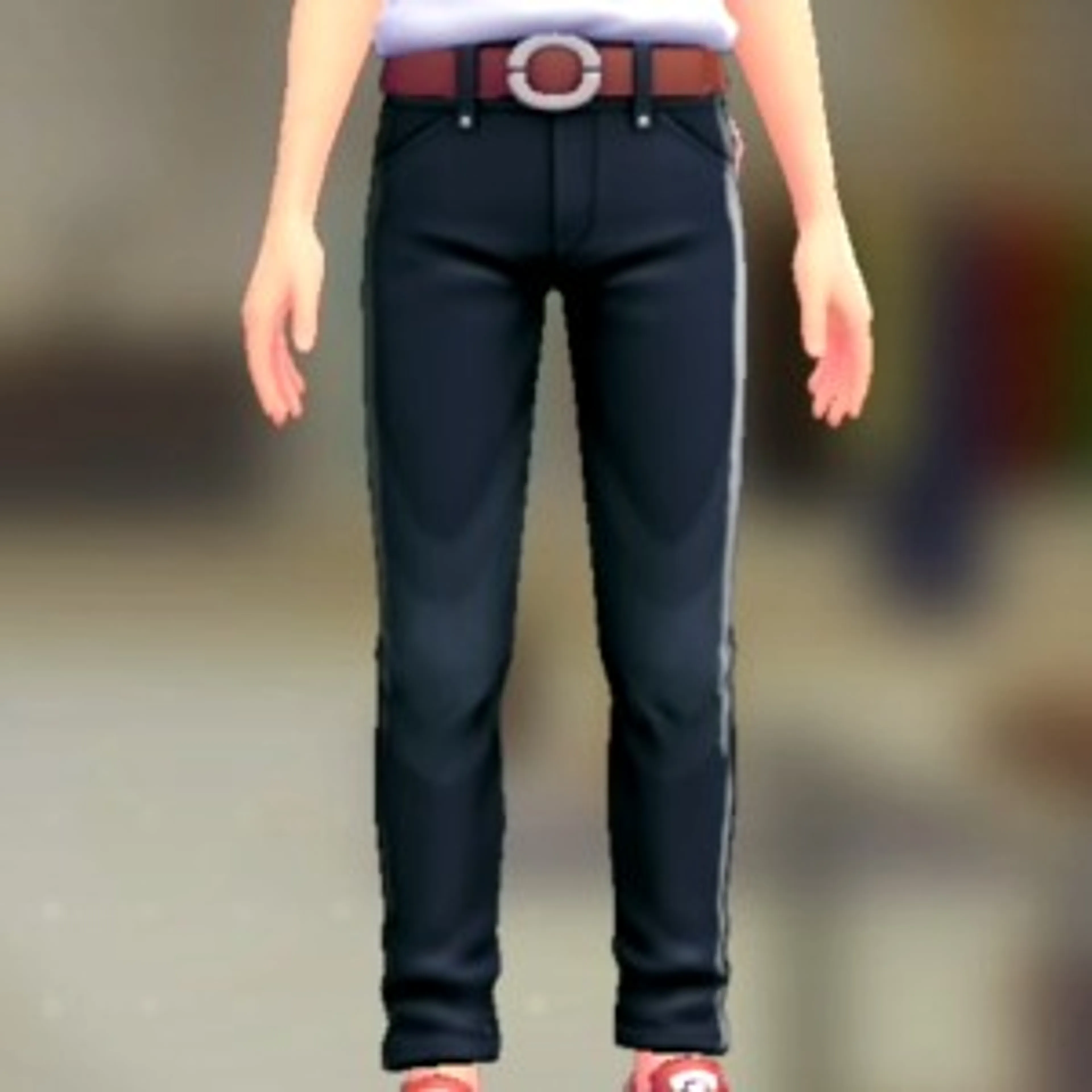 スキニーパンツセット - インディゴデニム ダークレッド