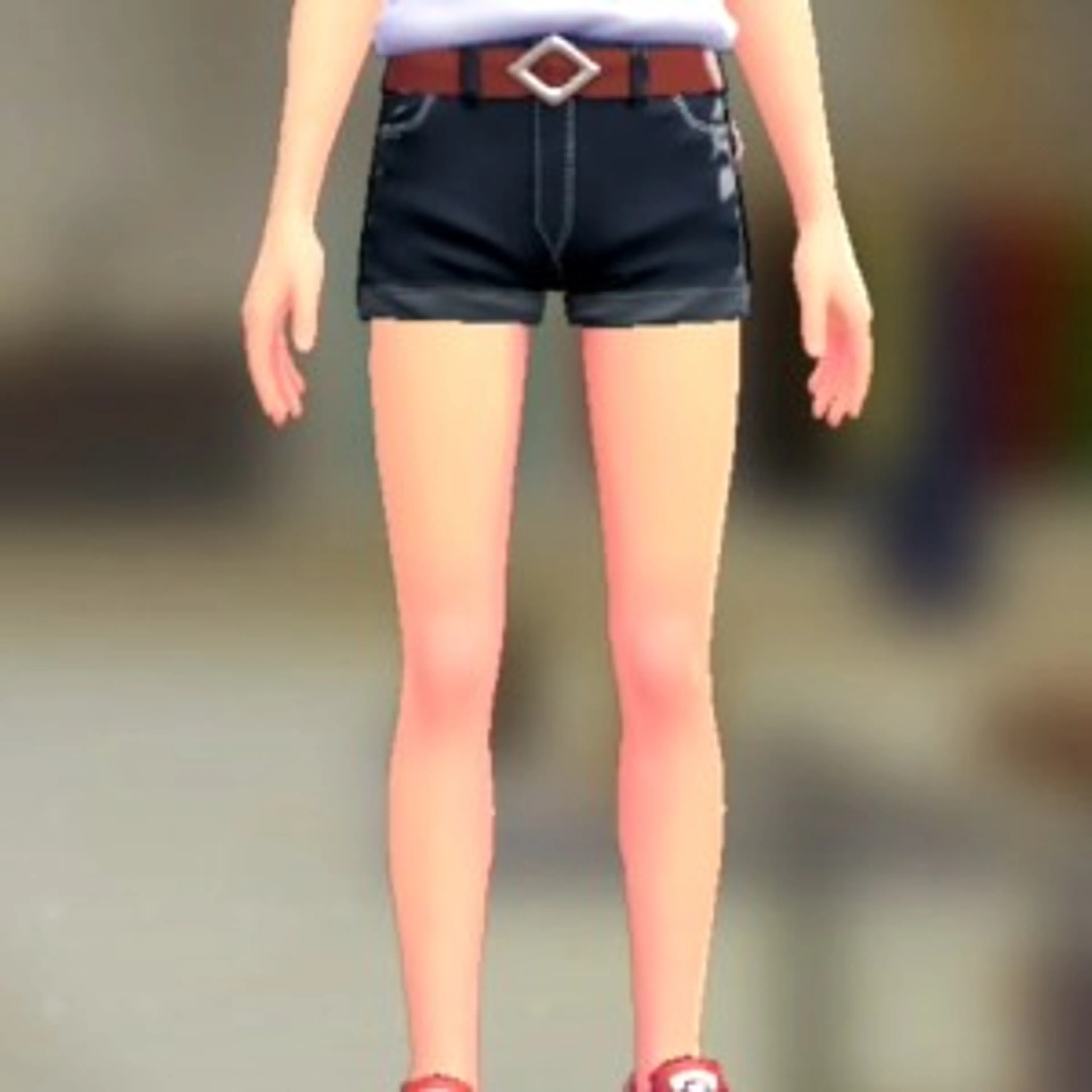 ホットパンツセット - インディゴデニム ダークレッド