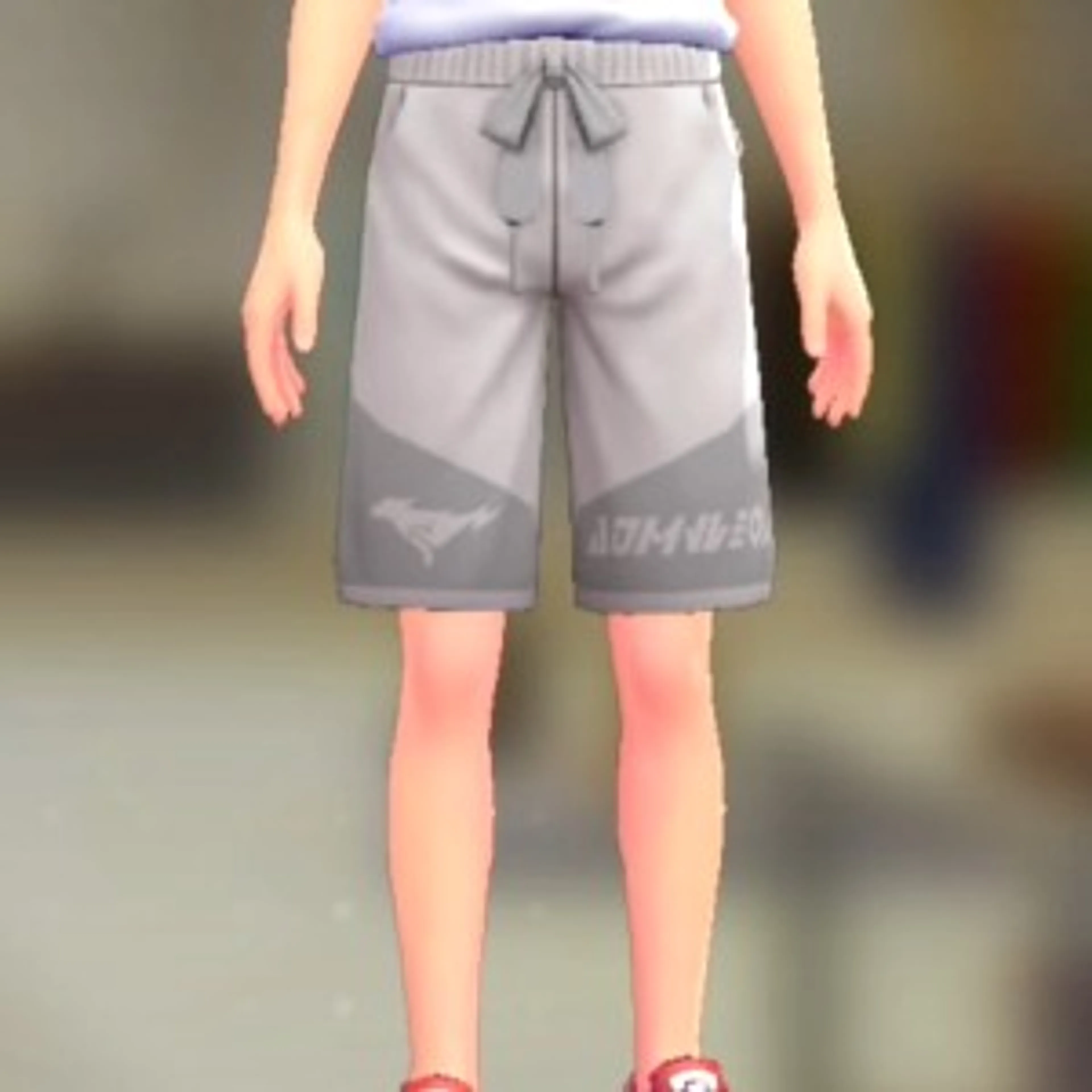 スウェットハーフパンツ - ホワイト×グレー