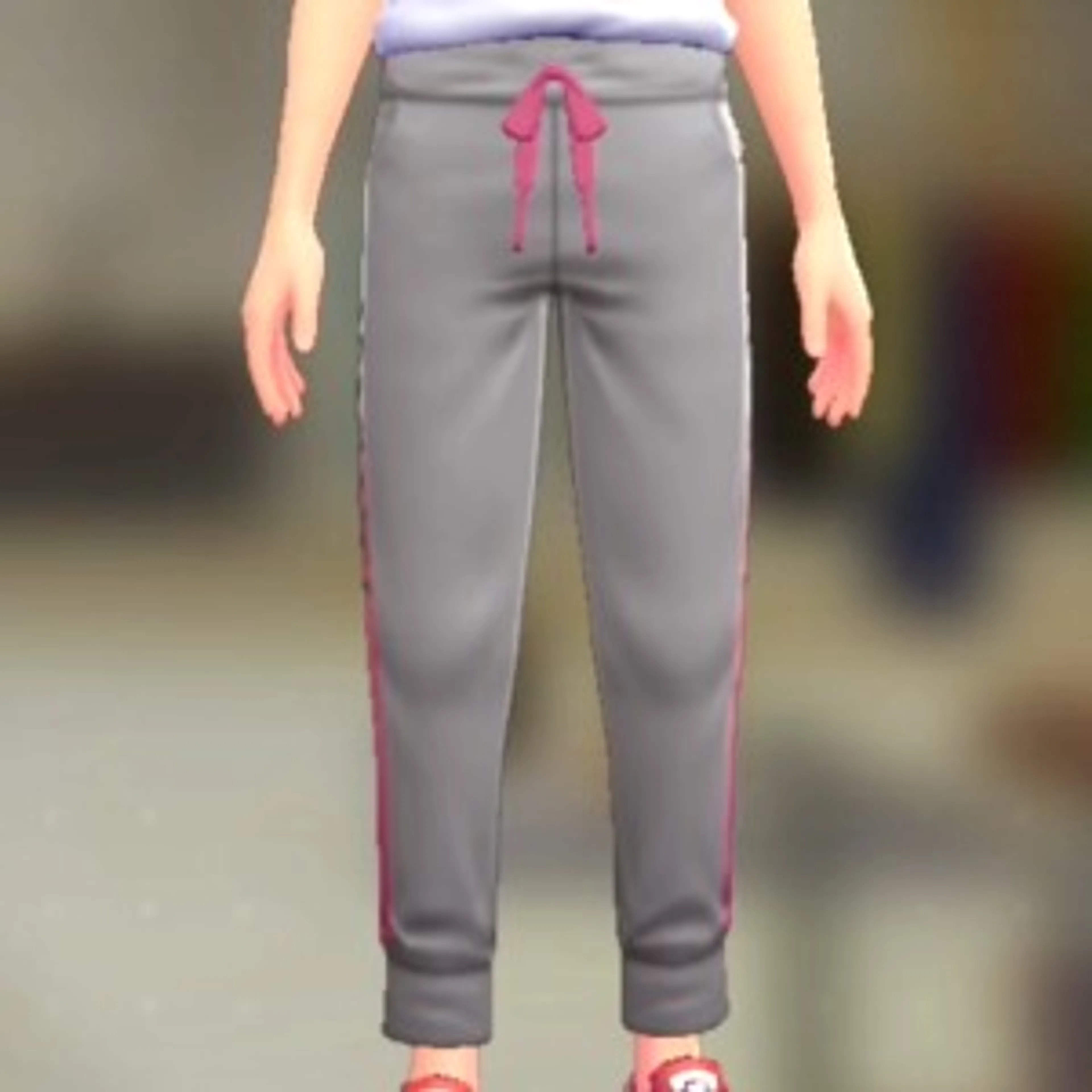 サイドラインジャージパンツ - グレー×ピンク