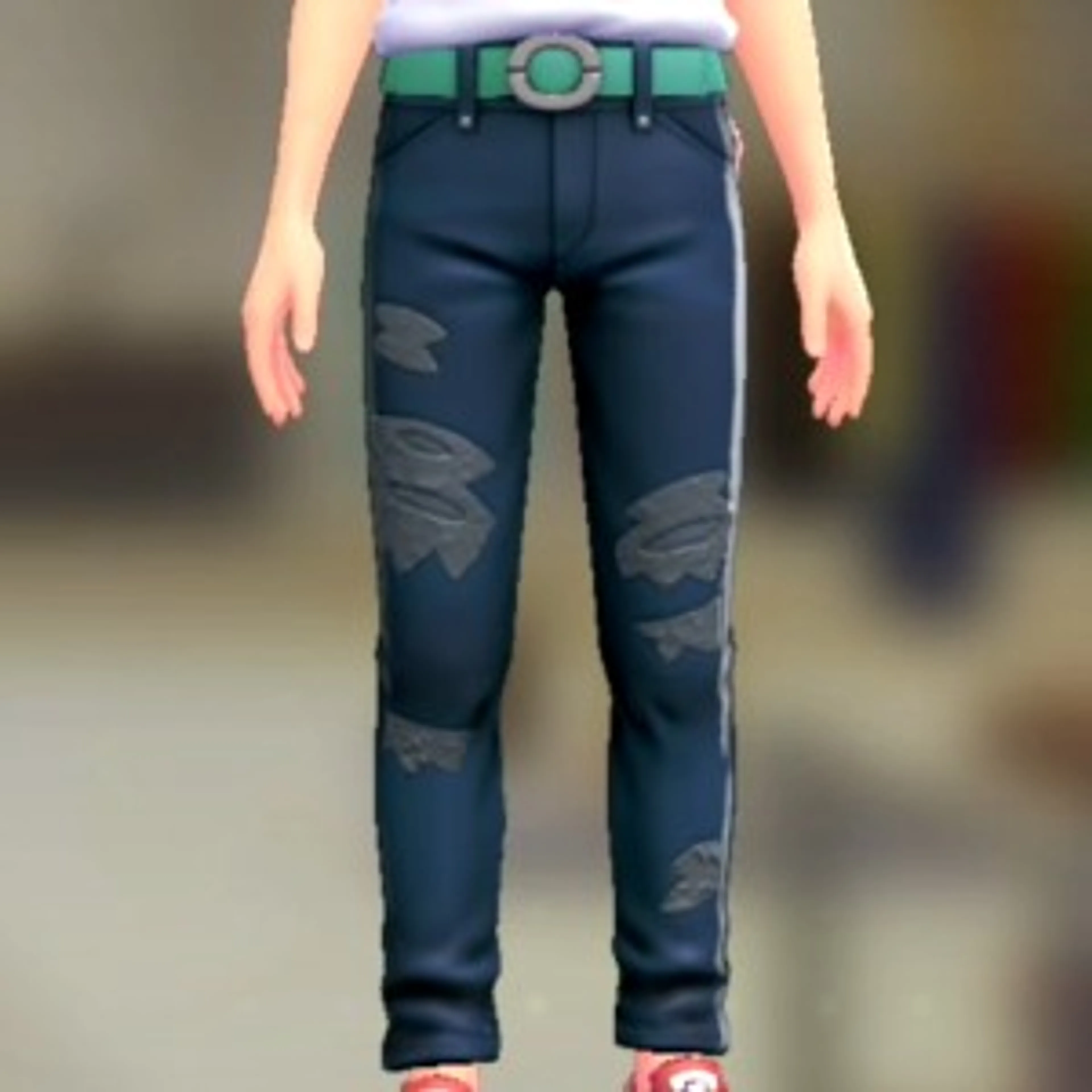 スキニーパンツセット - ダメージインディゴ エメラルドグリーン