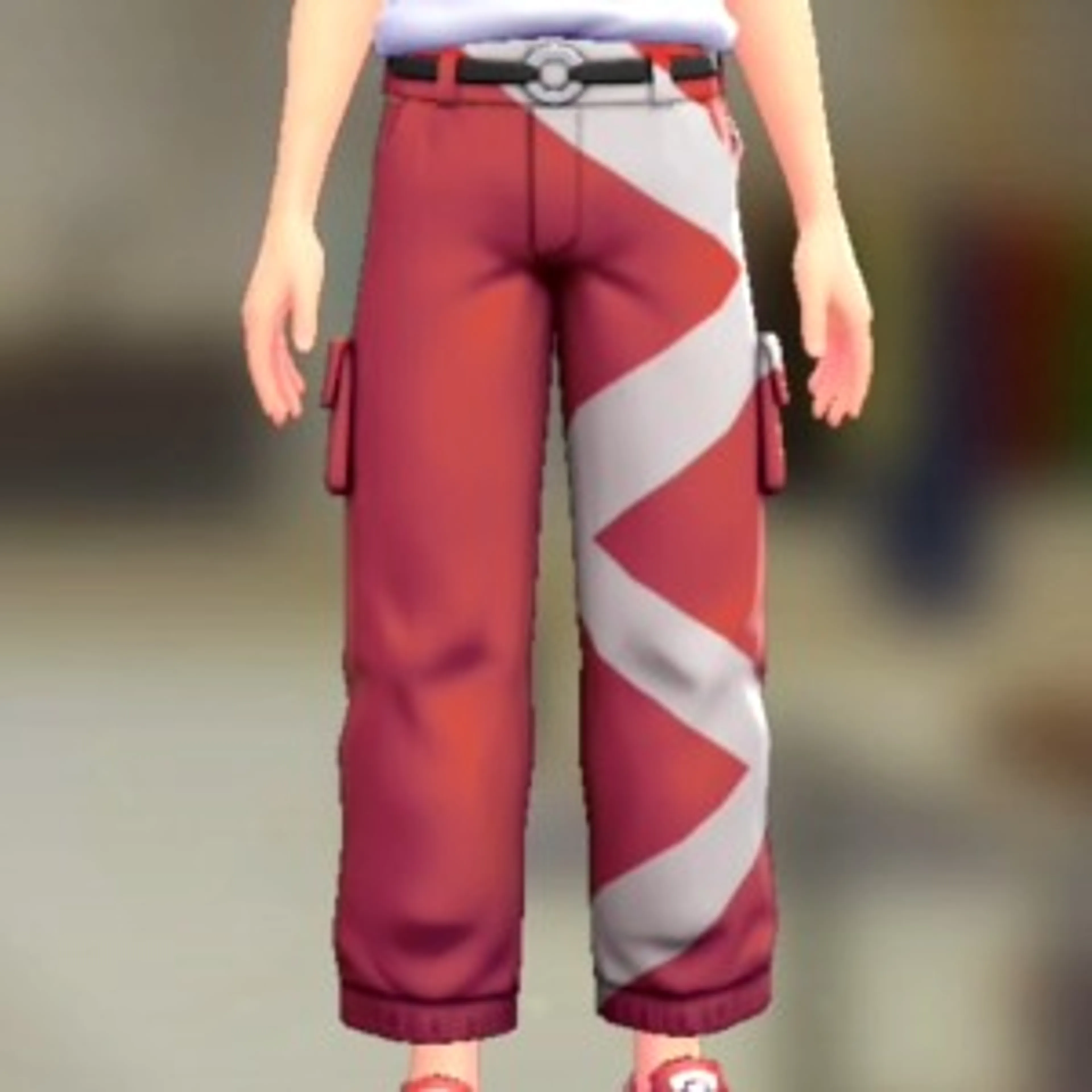 アシメカーゴパンツ - ライトニングレッド