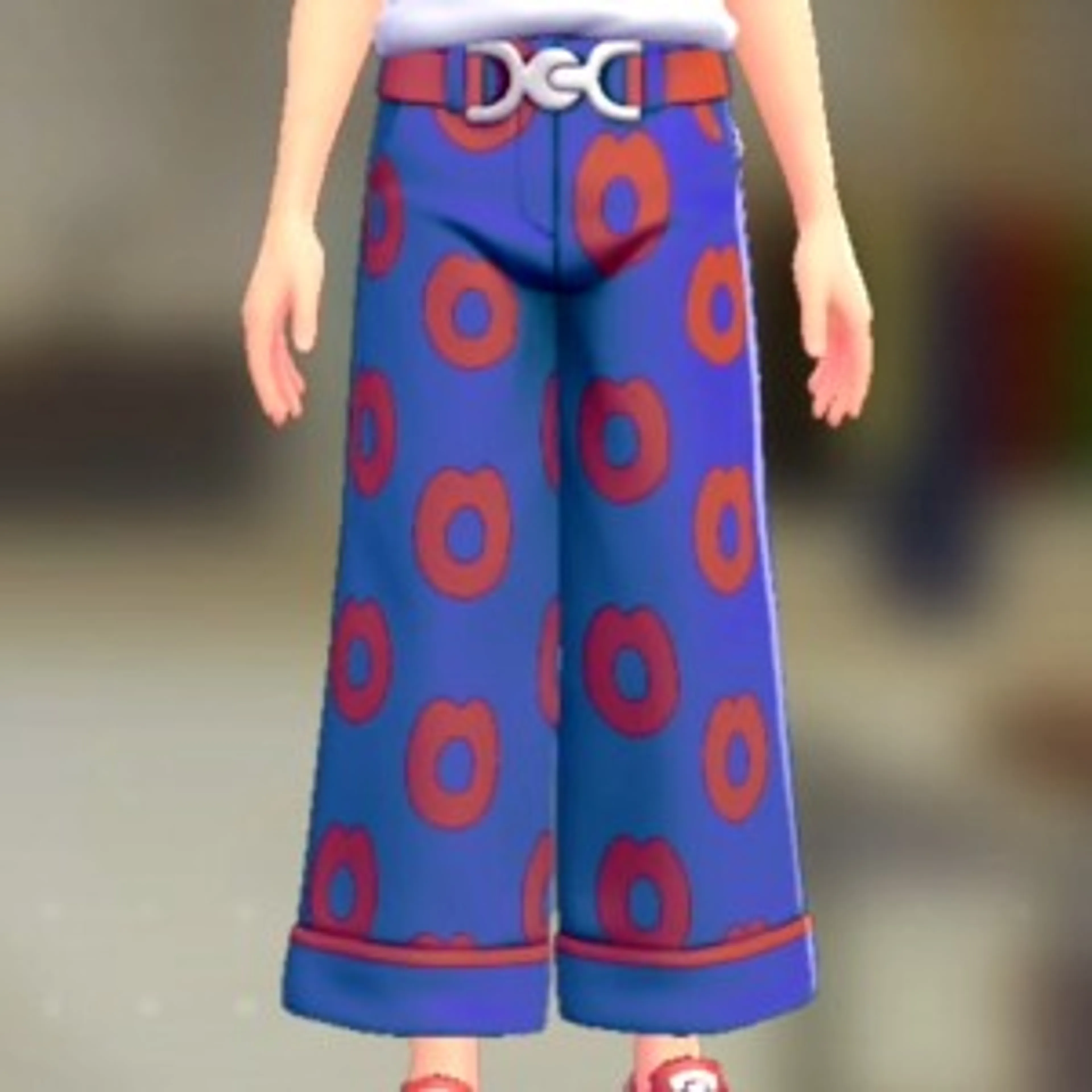 パターンワイドパンツセット - キッスブルー ビビッドレッド