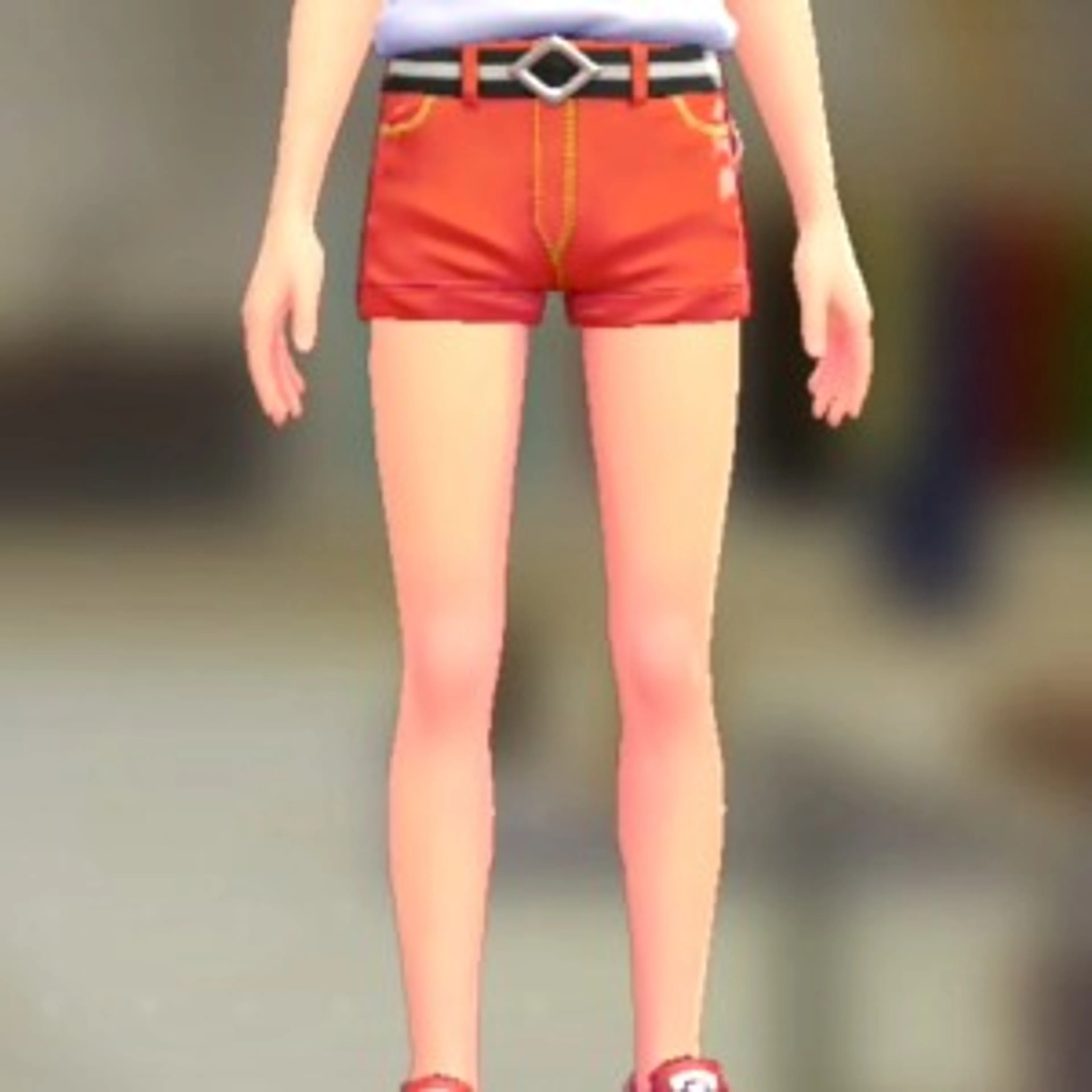 ホットパンツセット - ビビッドオレンジ ブラック×ホワイト