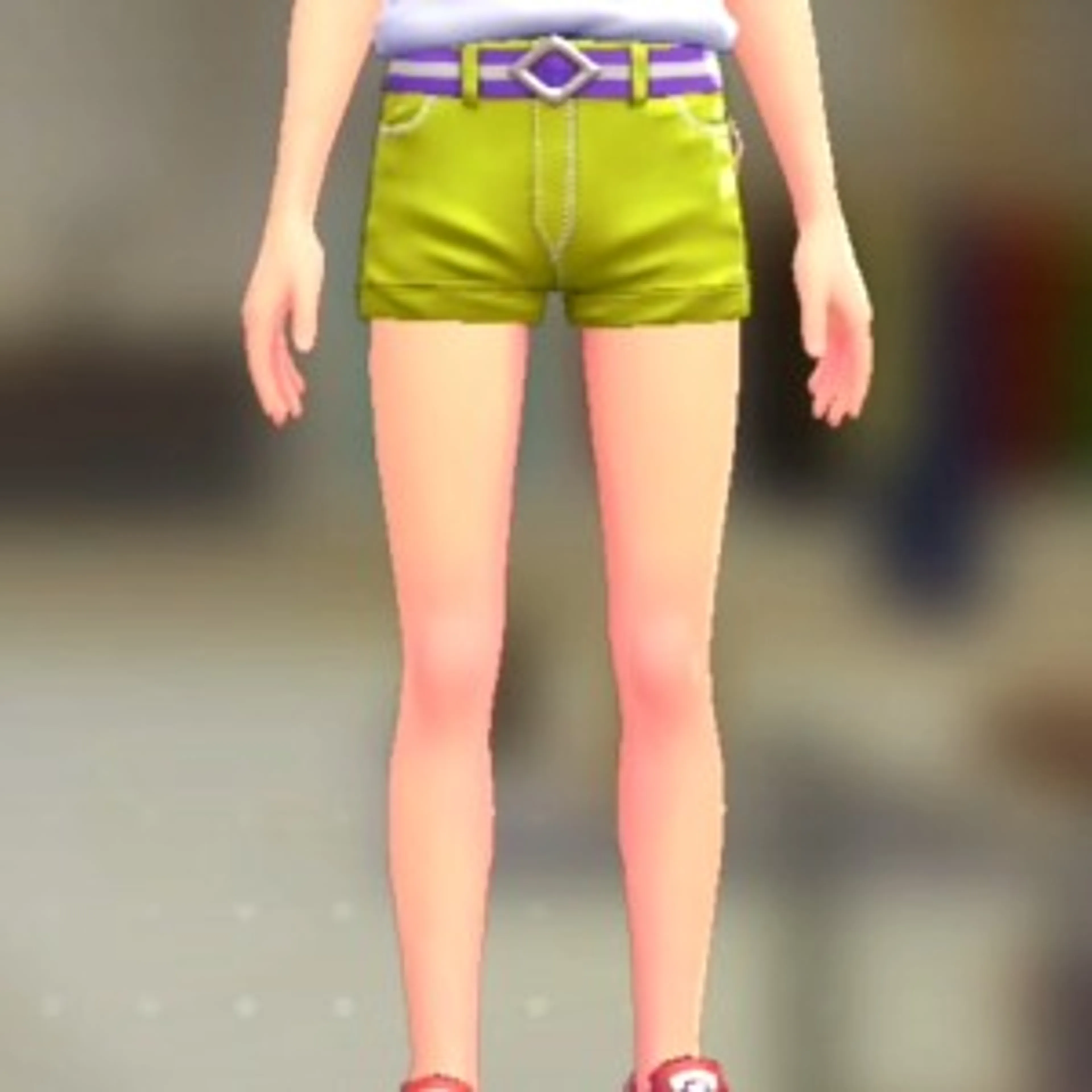 ホットパンツセット - ライムイエロー パープル×ホワイト