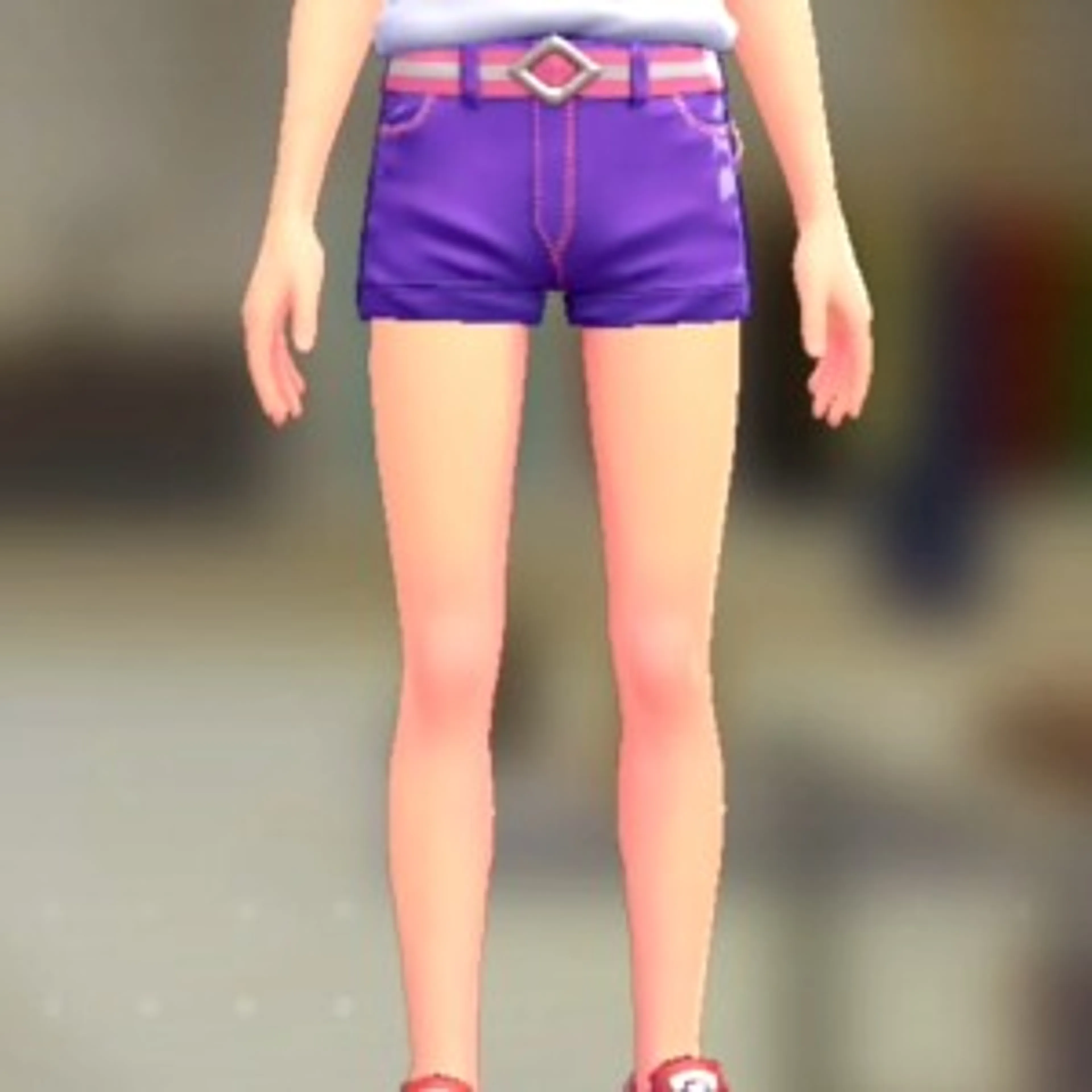 ホットパンツセット - ビビッドパープル ピンク×ホワイト