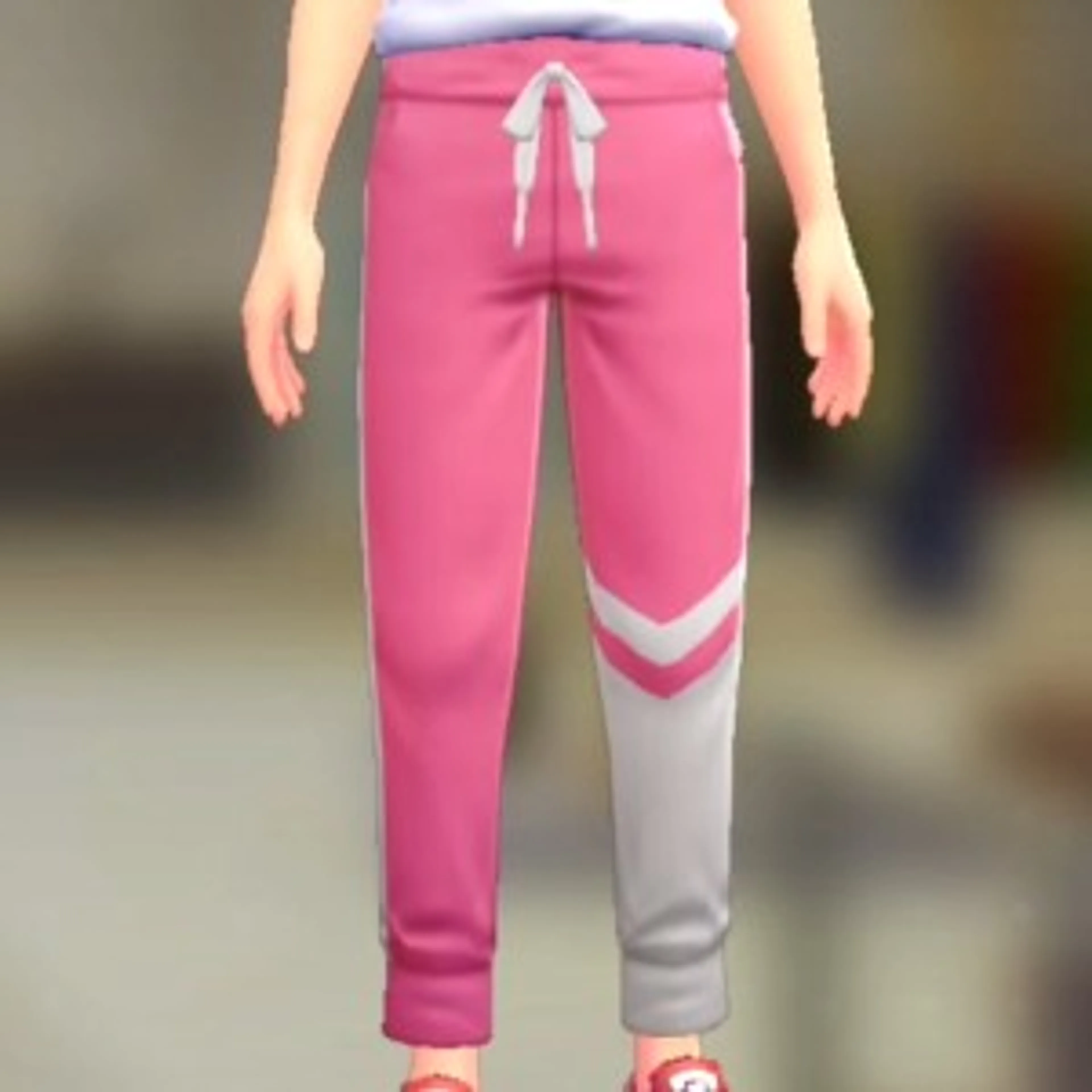 アシメジャーパンツ - ピンク×ホワイト