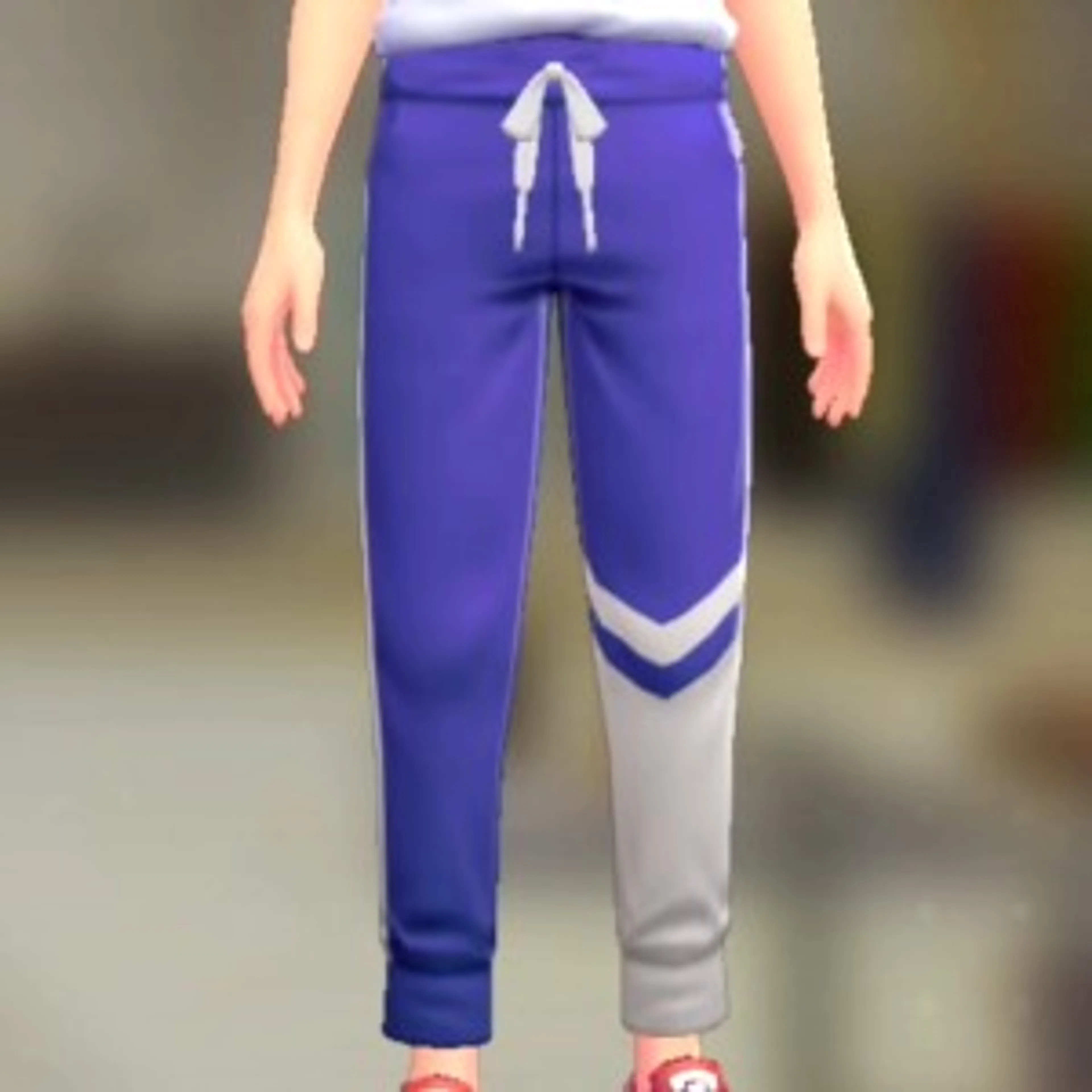 アシメジャーパンツ - ブルー×ホワイト