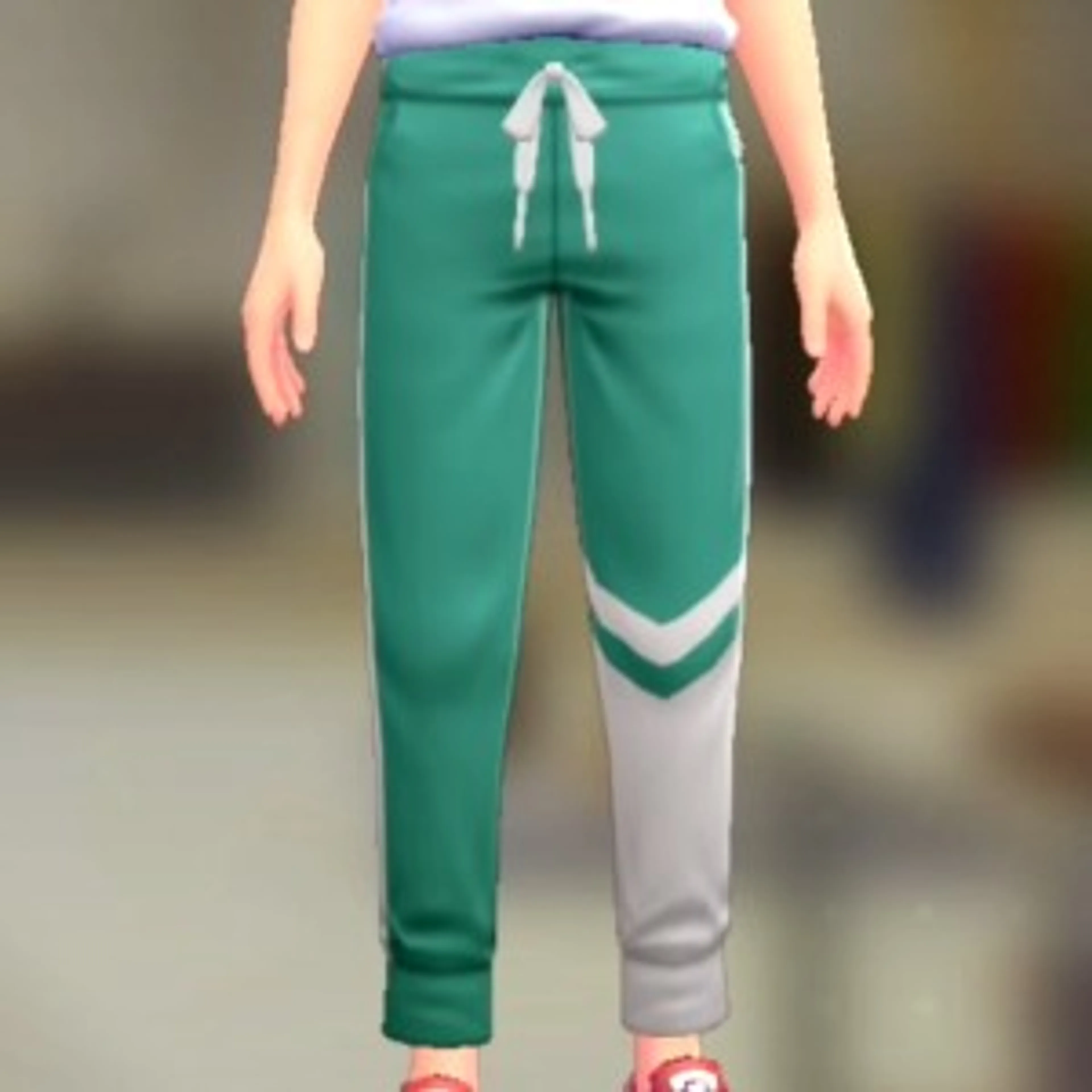 アシメジャーパンツ - グリーン×ホワイト