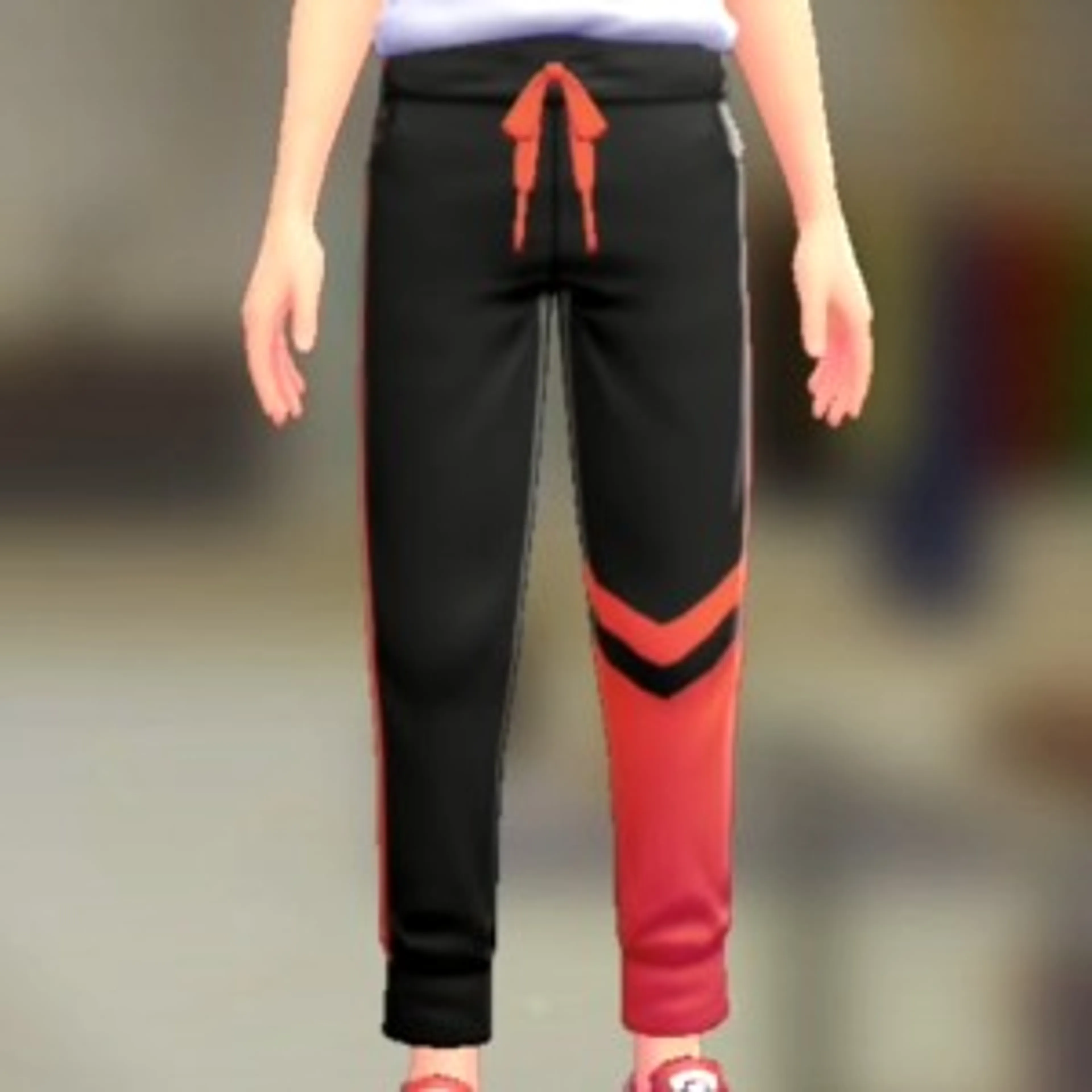 アシメジャーパンツ - ブラック×オレンジ