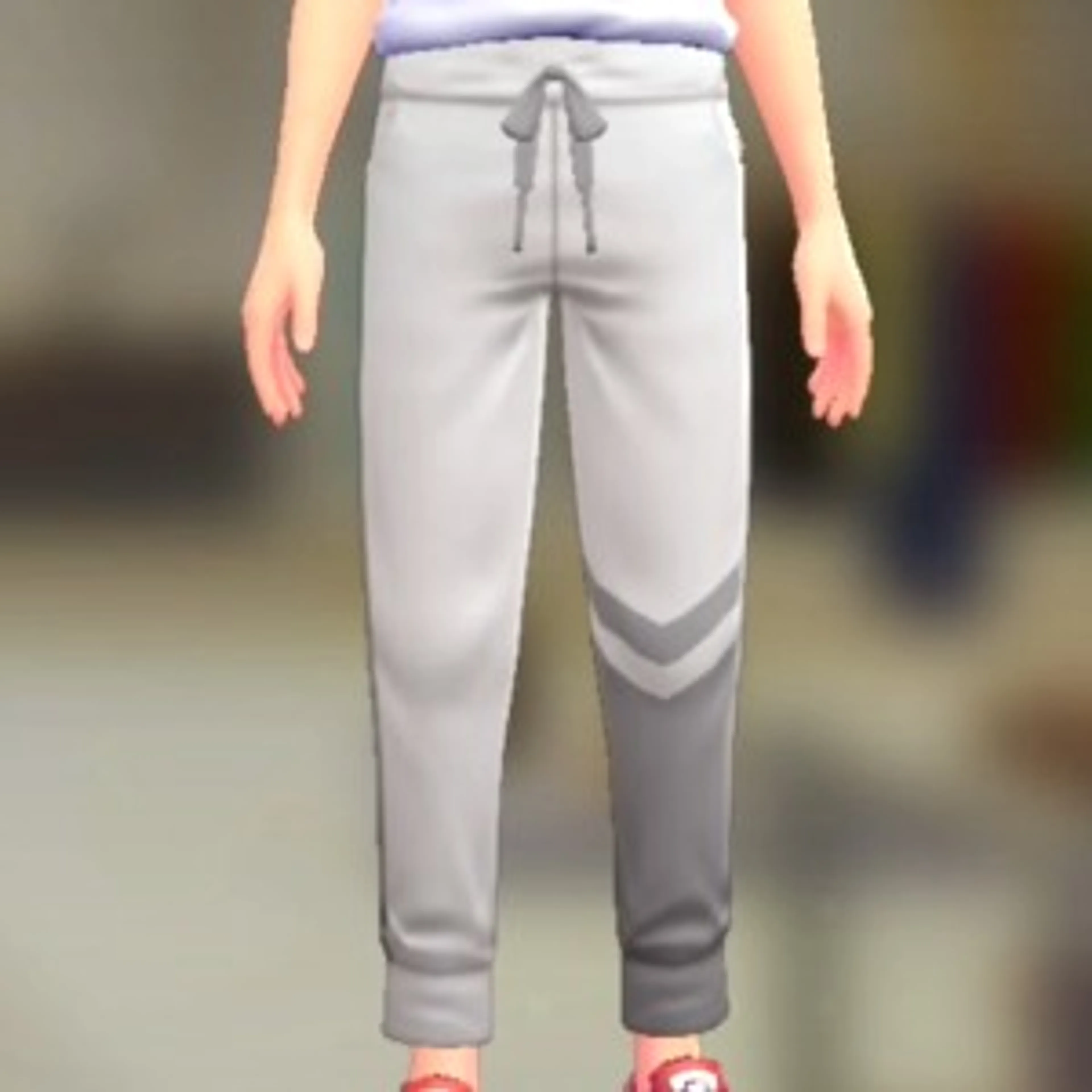 アシメジャーパンツ - ホワイト×グレー