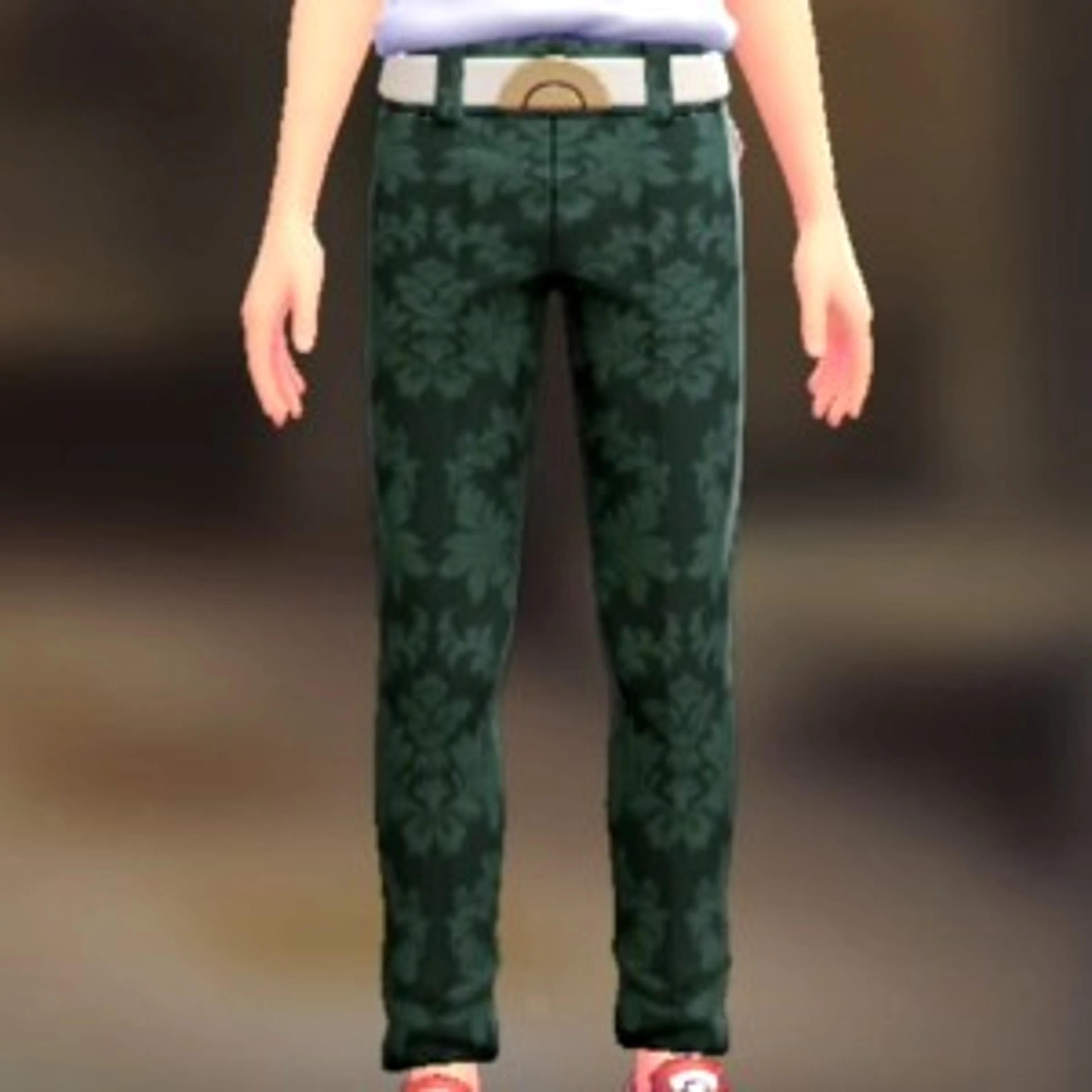 テーパードパンツセット - ダマスクグリーン ホワイト