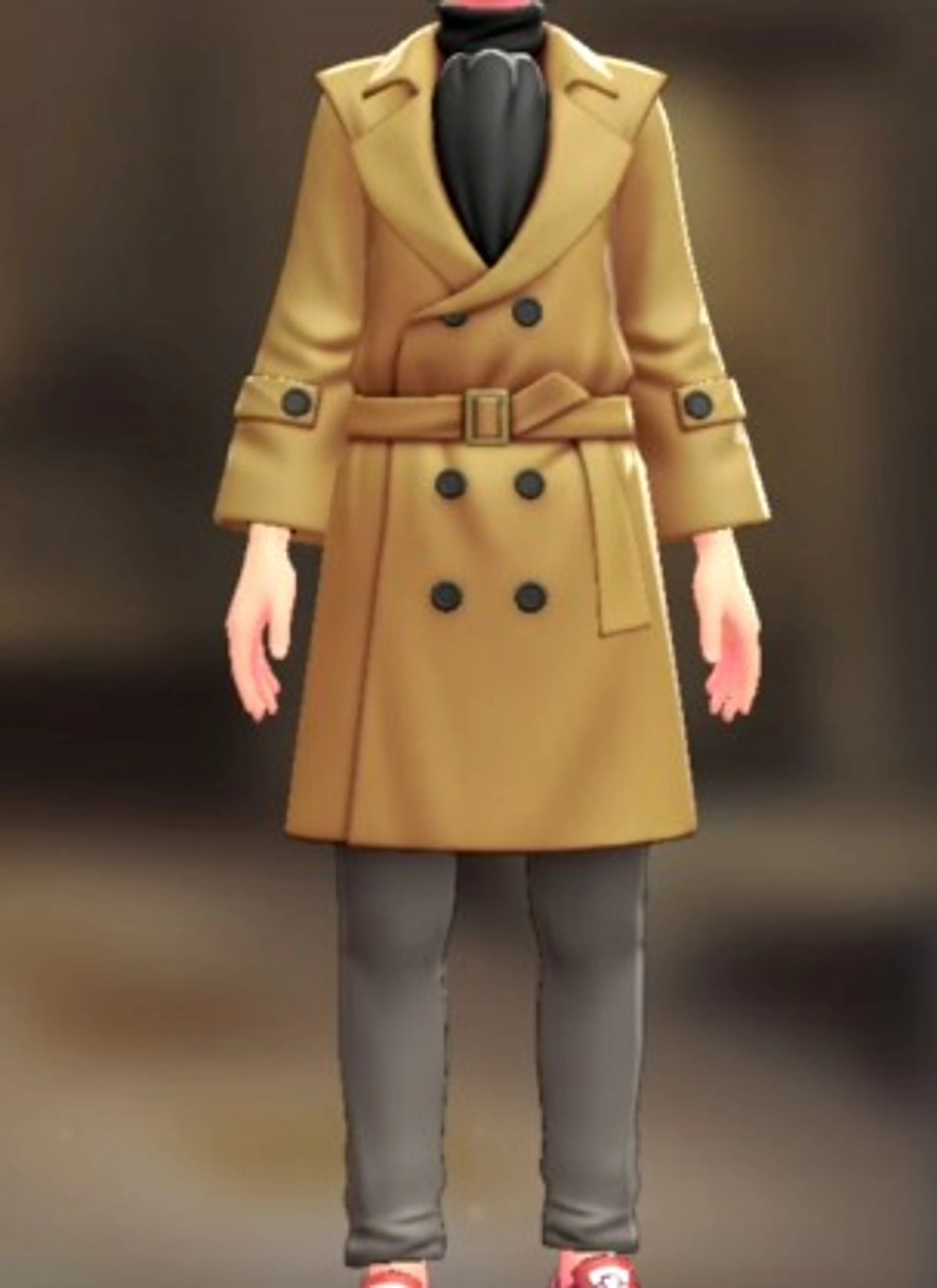 トレンチコート&パンツセット - キャメル ブラック×グレージュ