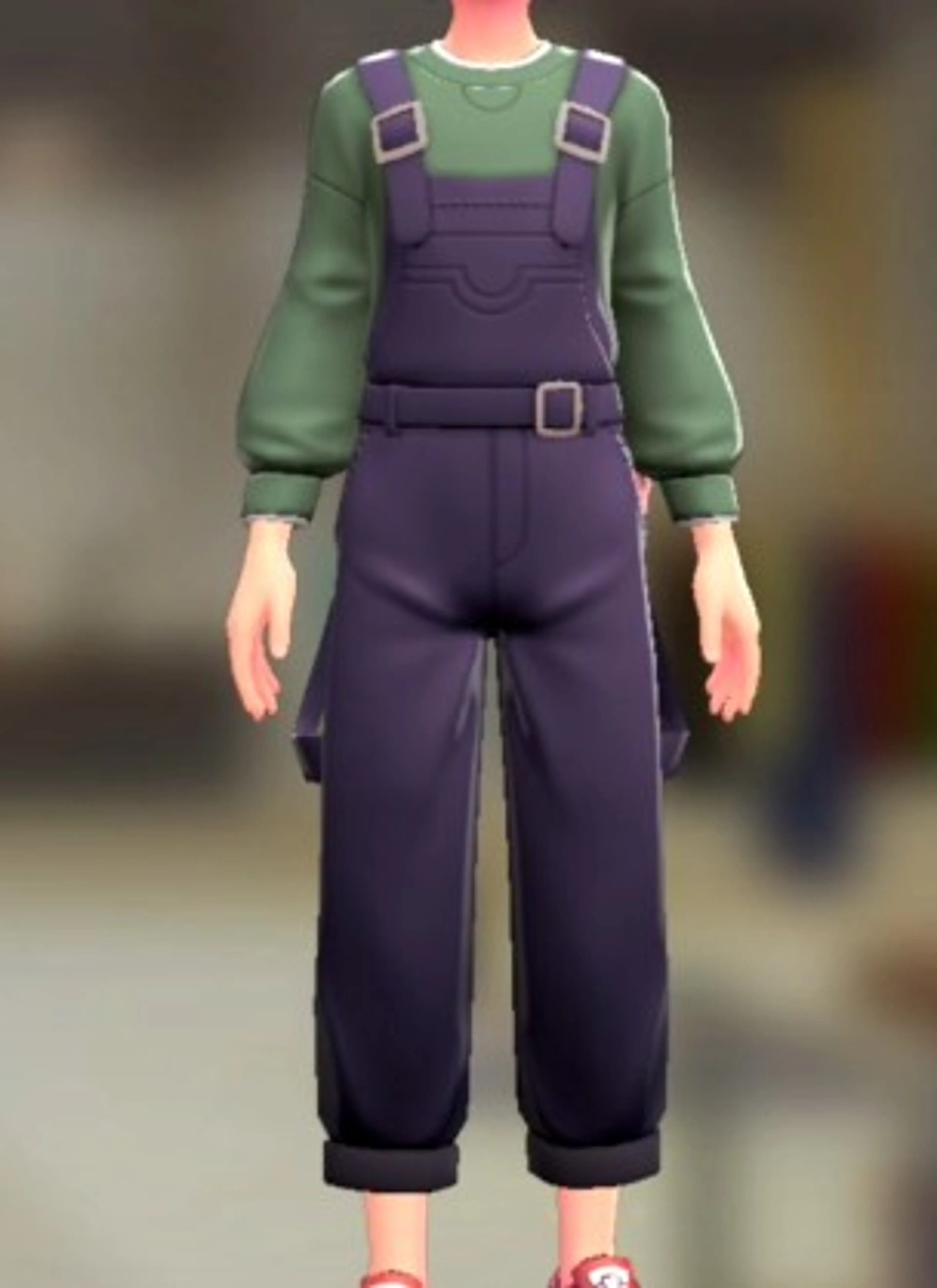 サロペット&スウェットセット - パープル オリーブ