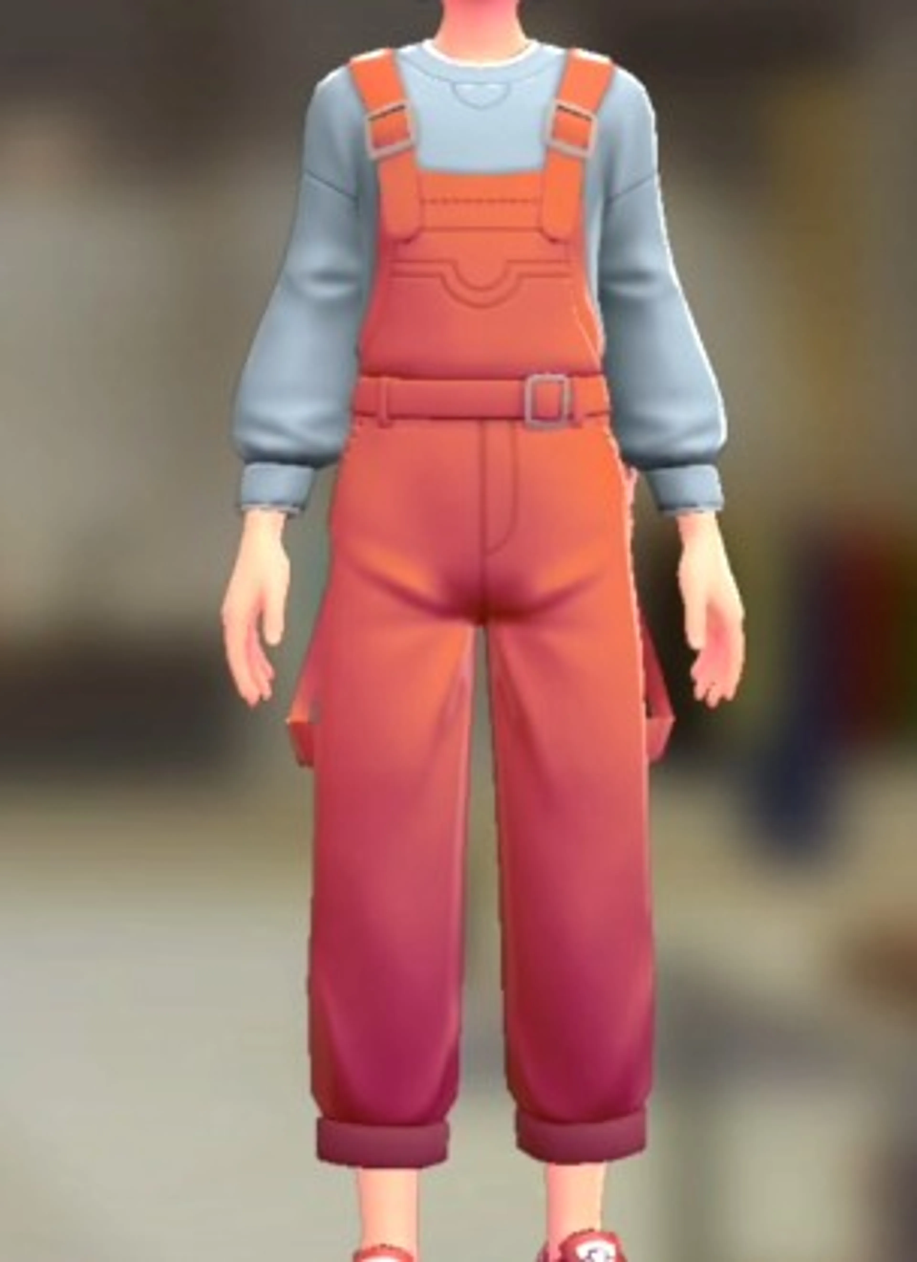 サロペット&スウェットセット - オレンジ ライトブルー