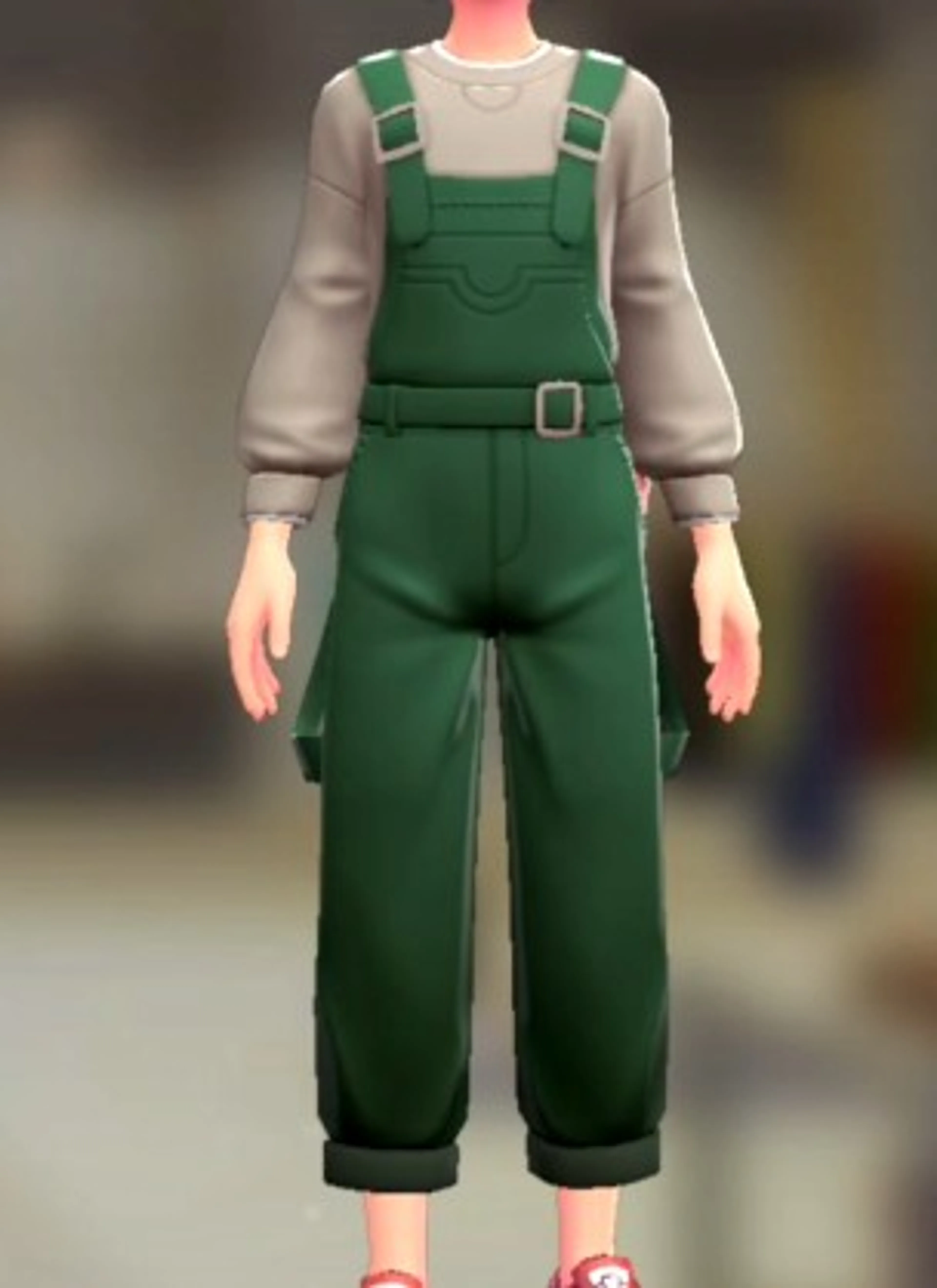 サロペット&スウェットセット - グリーン ベージュ