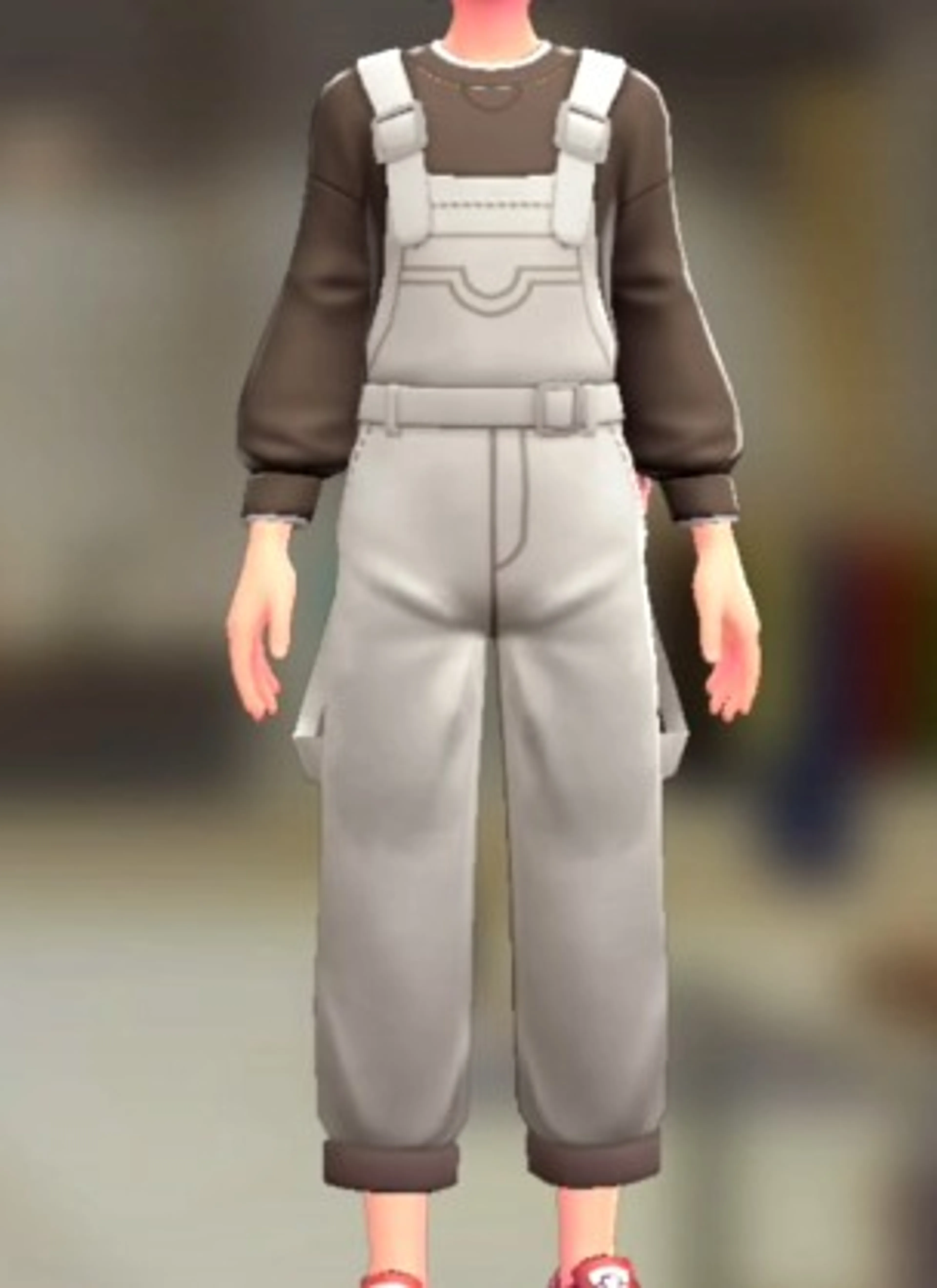 サロペット&スウェットセット - ホワイトデニム ブラウン