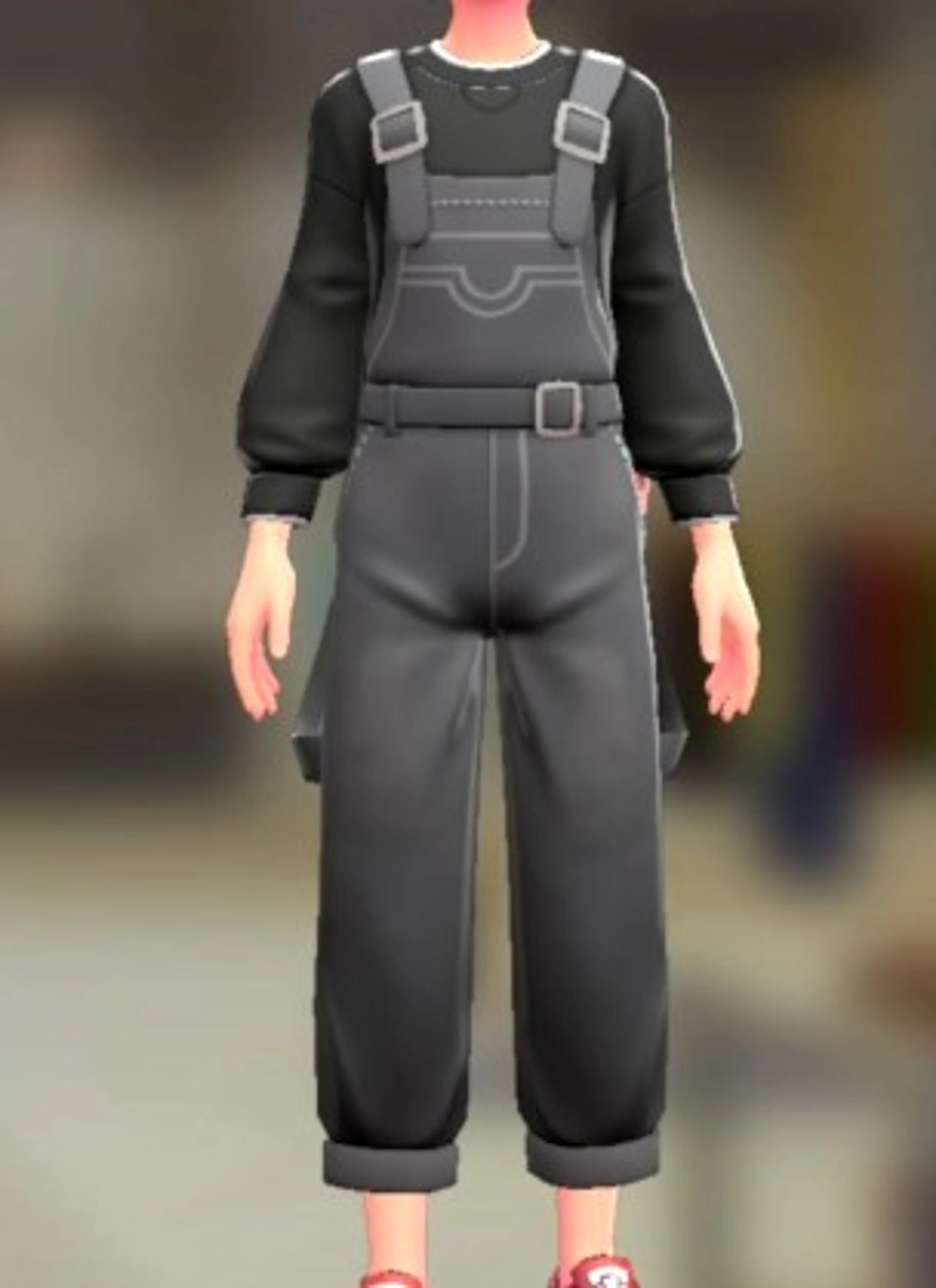 サロペット&スウェットセット - グレーデニム ブラック