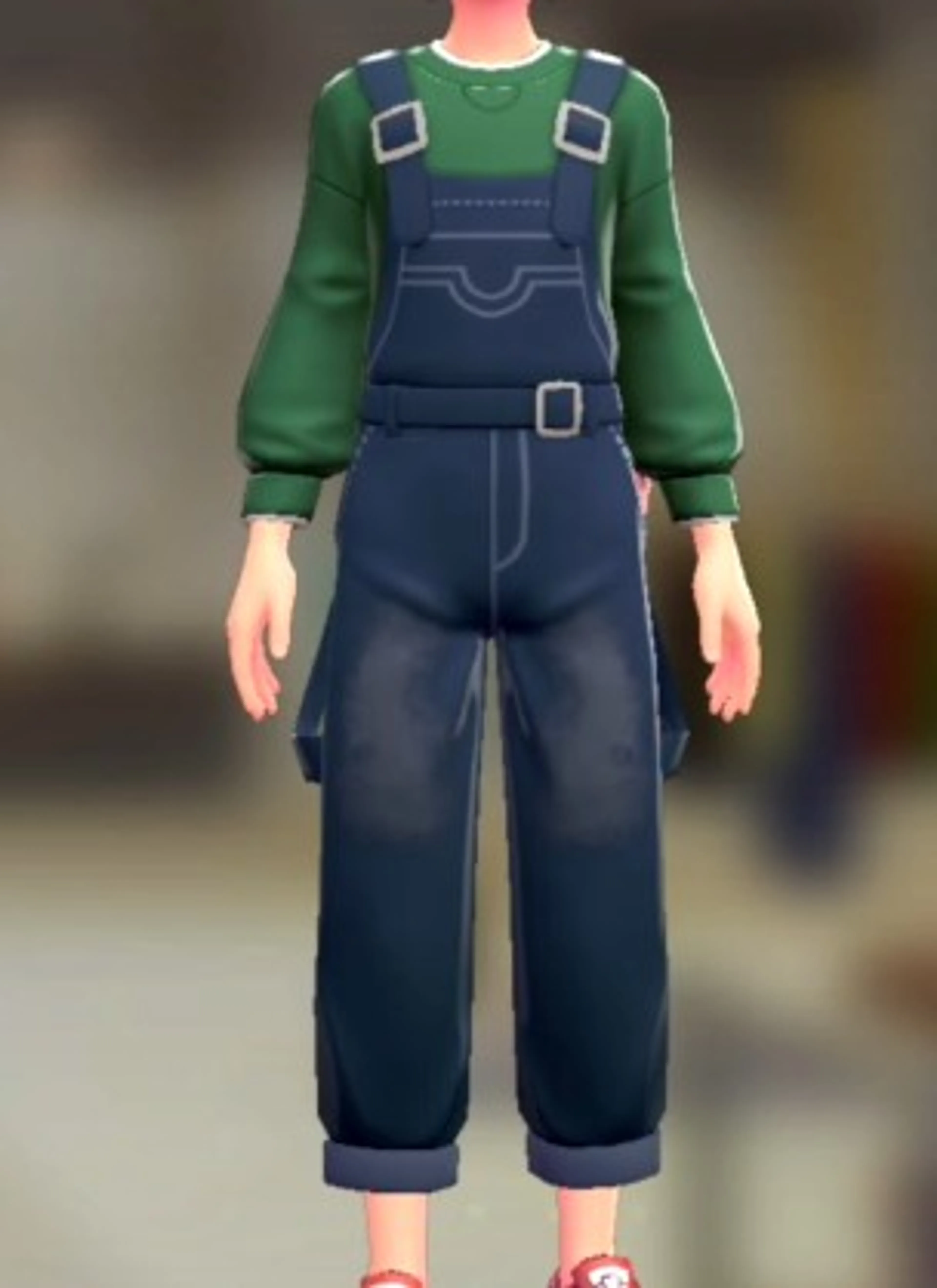 サロペット&スウェットセット - インディゴデニム グリーン