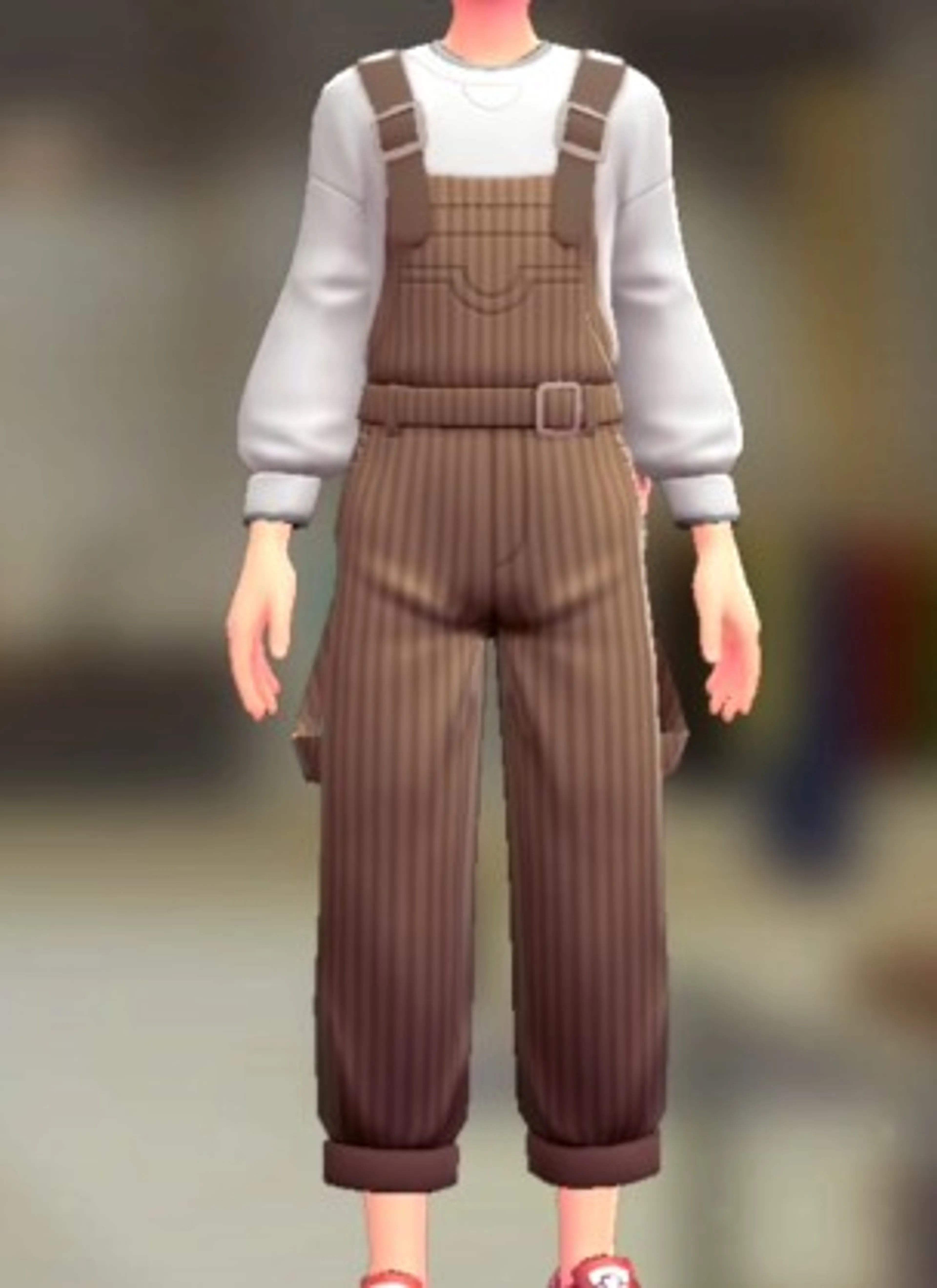 サロペット&スウェットセット - ストライプキャメル ホワイト