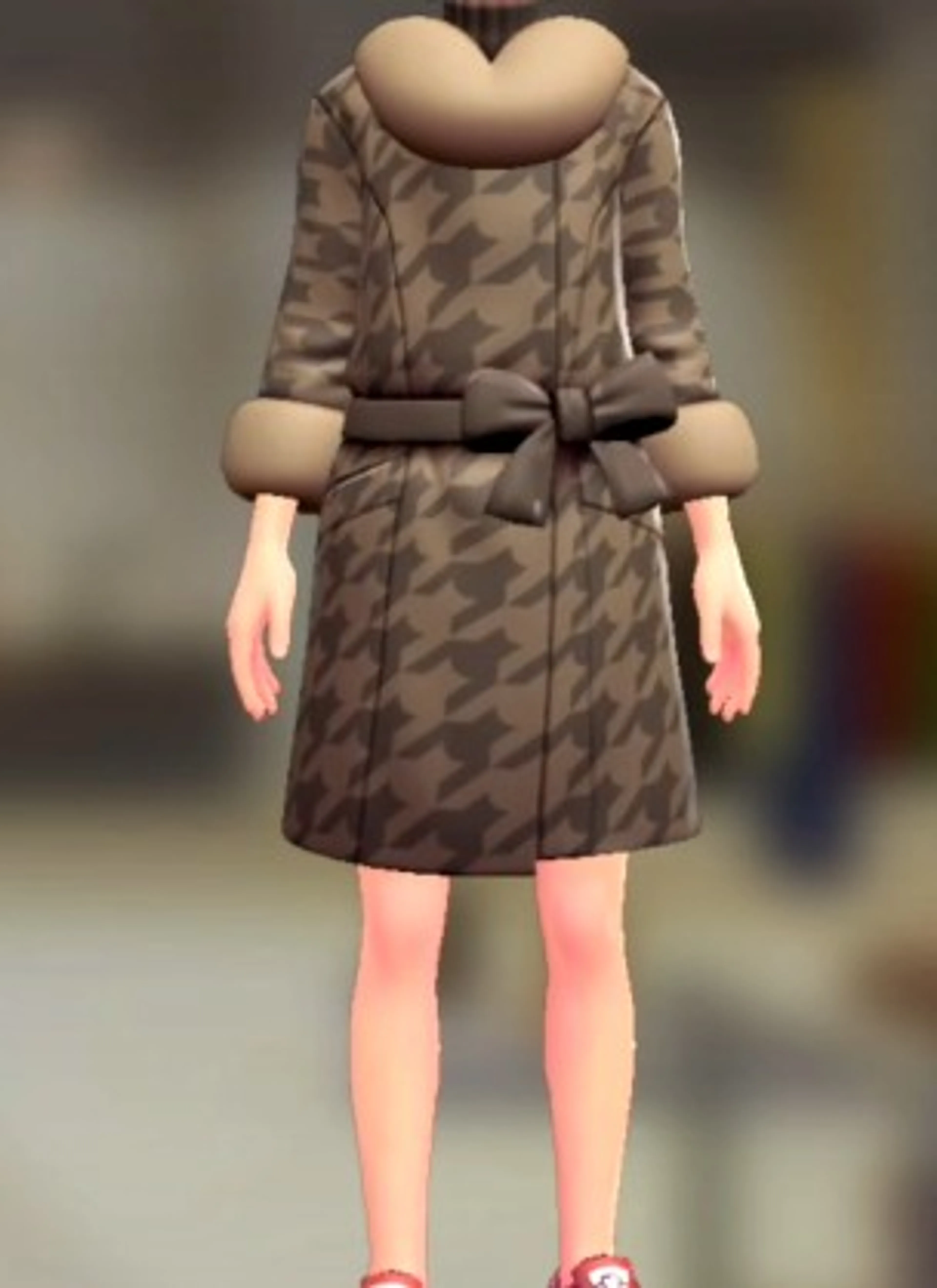 ファーコート&ニットセット - ちどりがらブラウン ダークブラウン