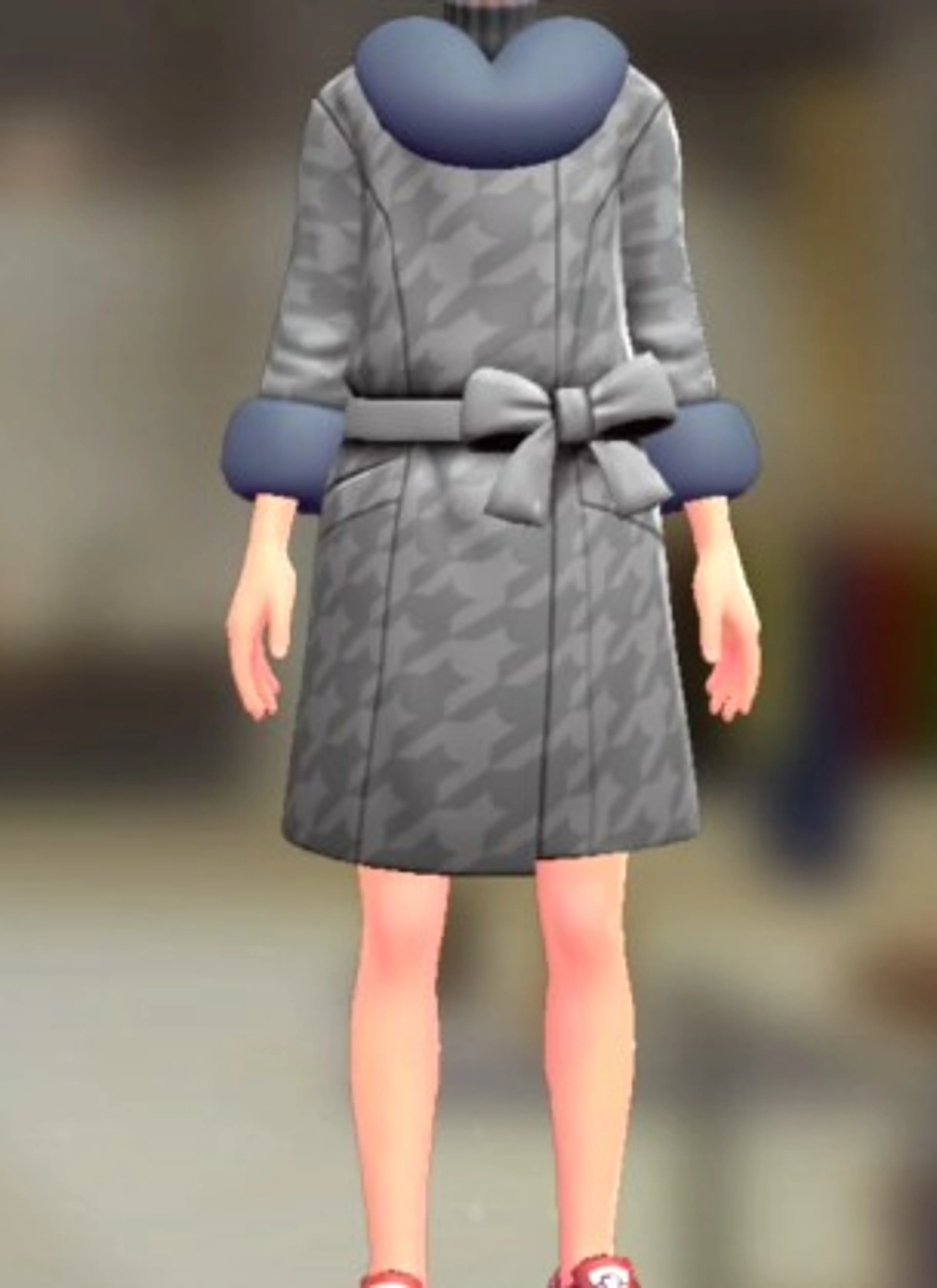 ファーコート&ニットセット - ちどりがらグレー グレー