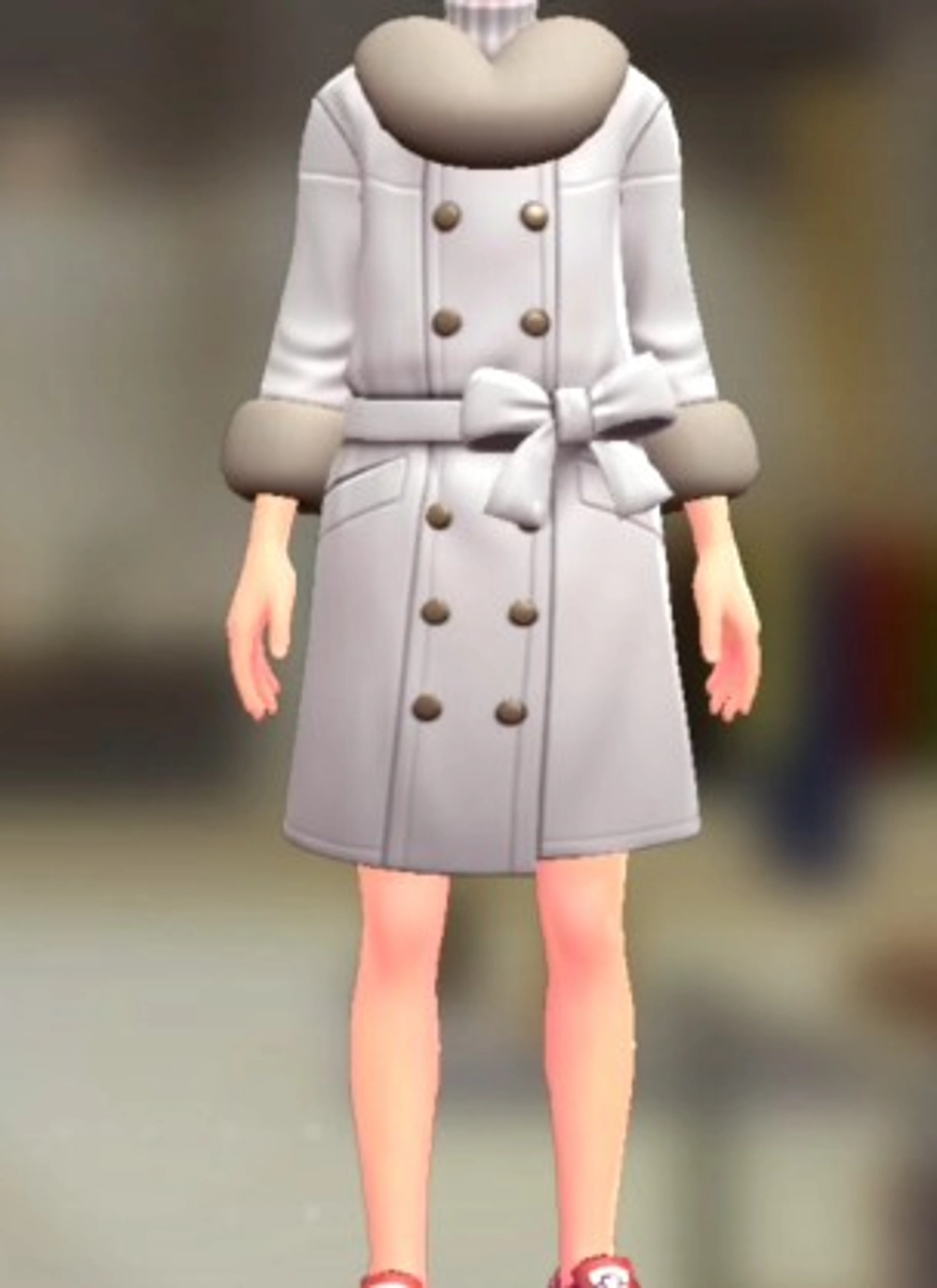 ファーコート&ニットセット - ホワイト ホワイト