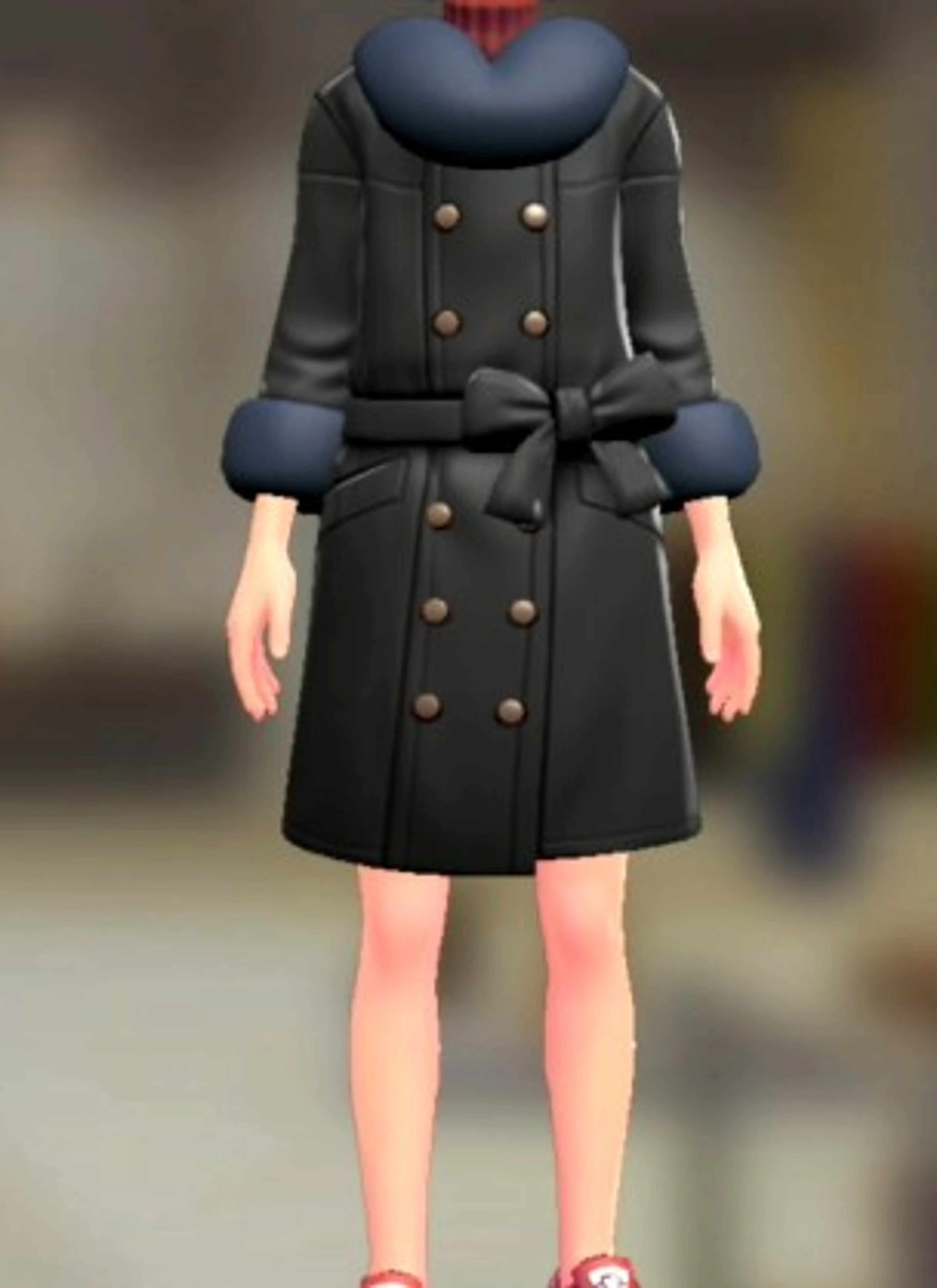 ファーコート&ニットセット - ブラック レッド