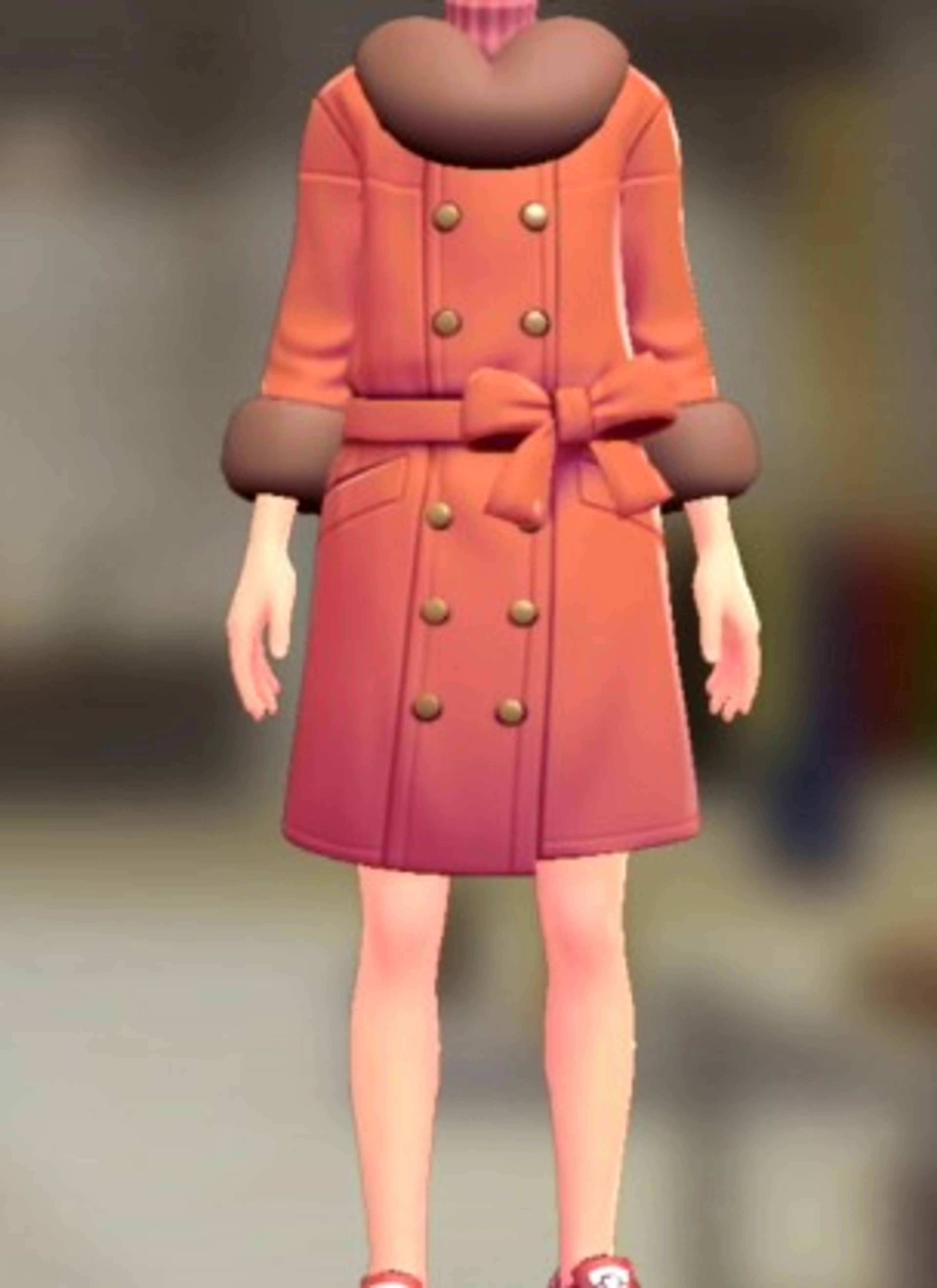 ファーコート&ニットセット - オレンジ ピンク