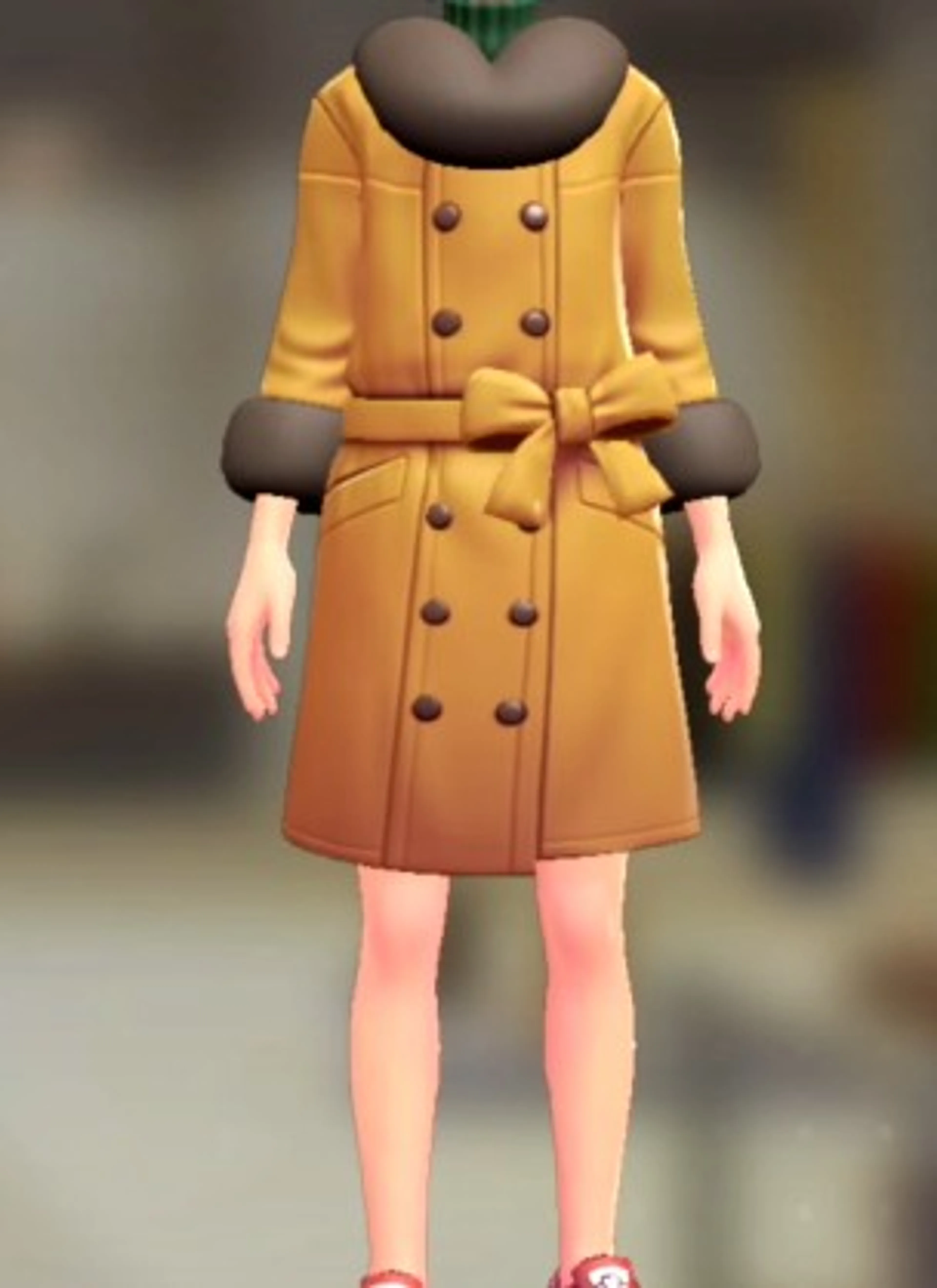 ファーコート&ニットセット - イエロー グリーン