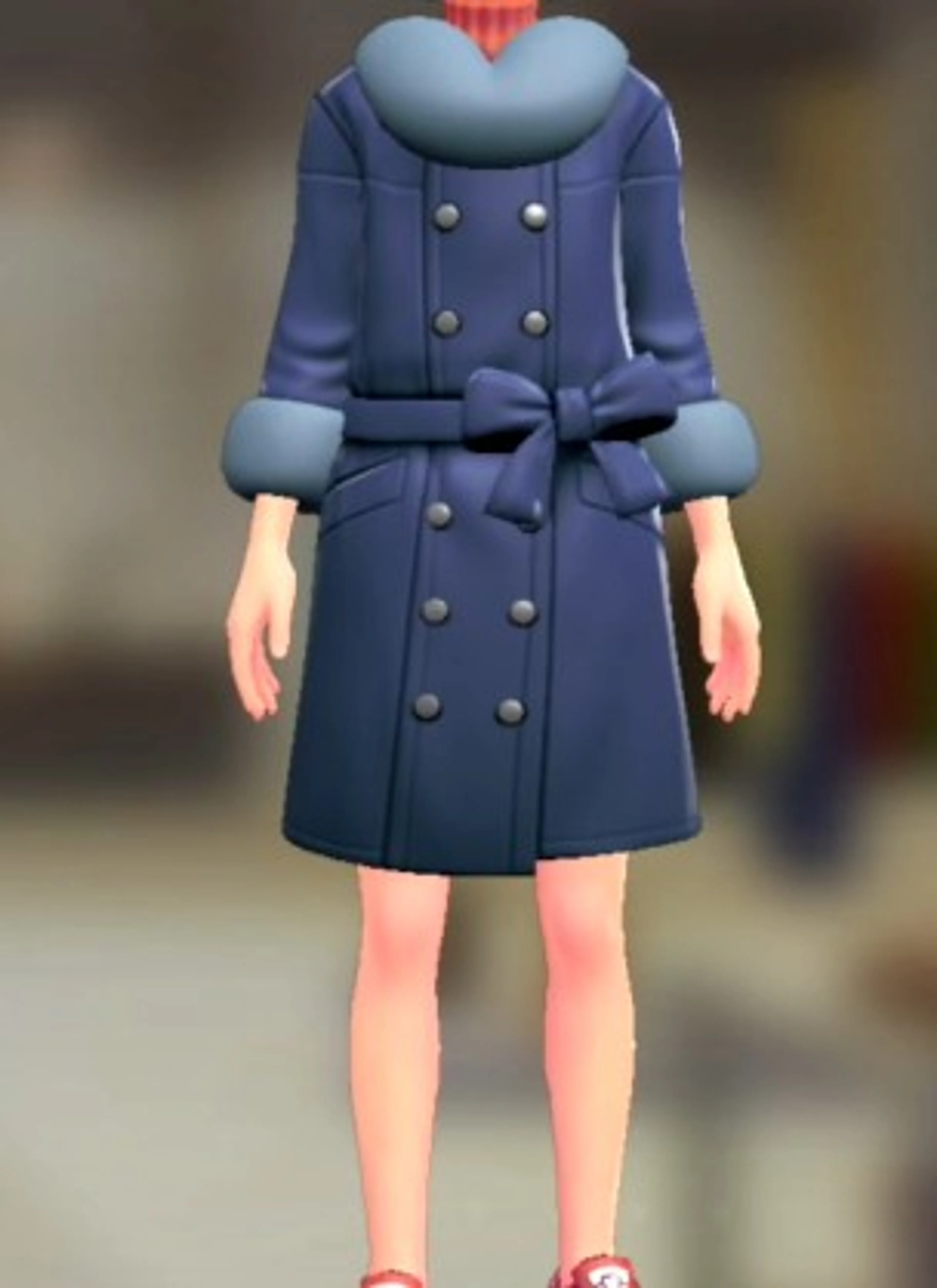 ファーコート&ニットセット - ブルー オレンジ