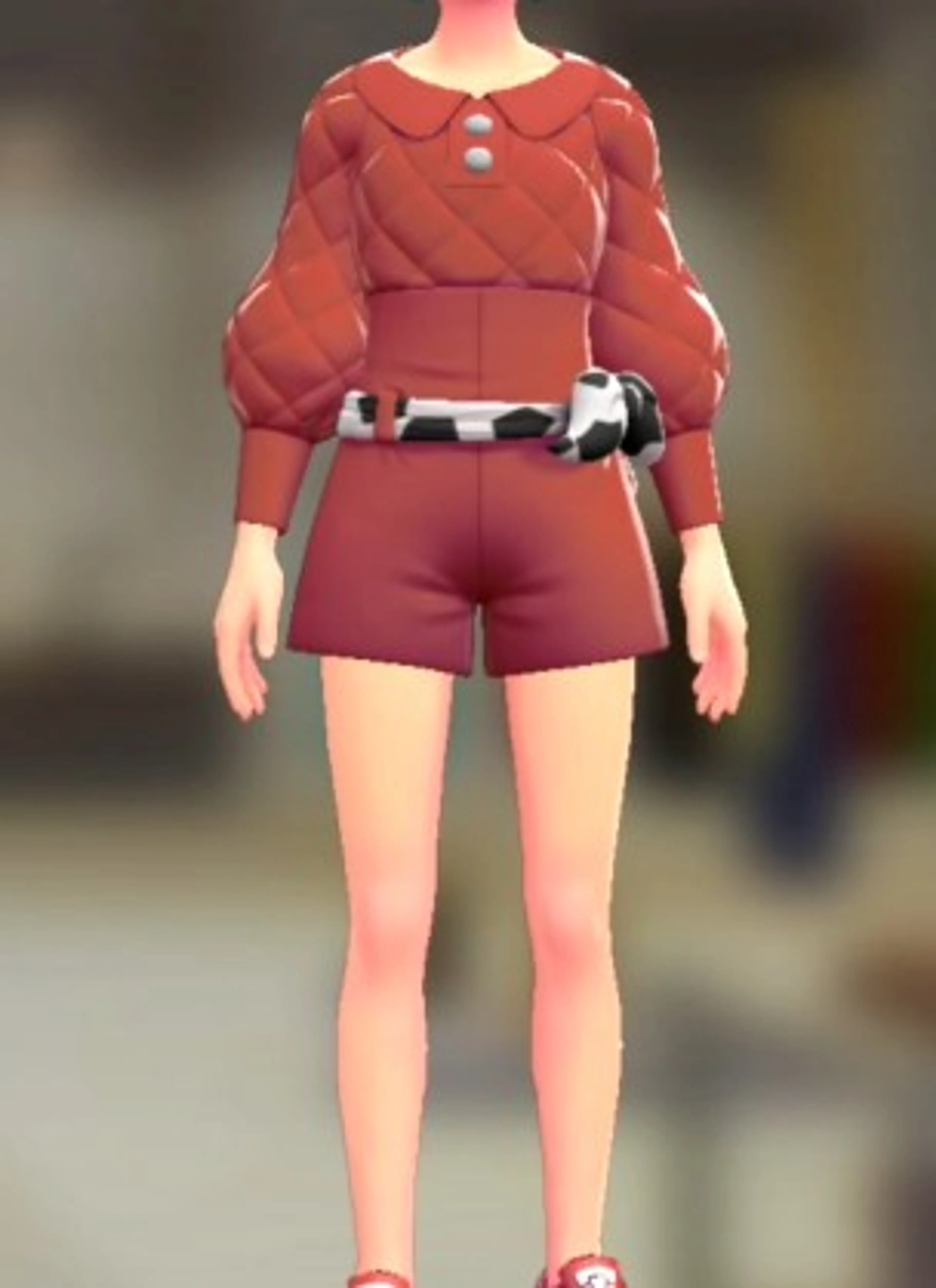 ロンバース&ベルトセット - キルティングレッド ホワイトジラフ