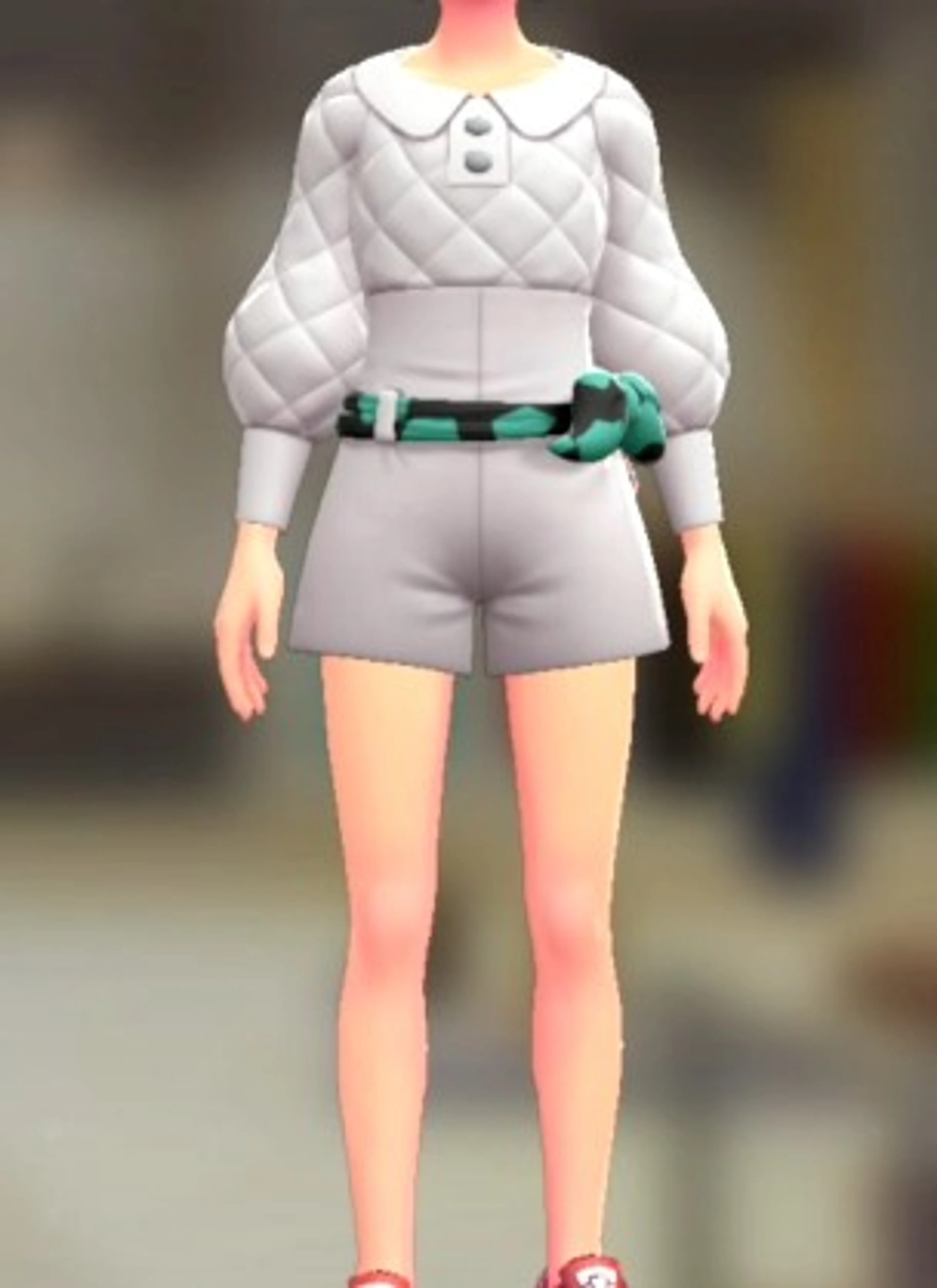 ロンバース&ベルトセット - キルティングホワイト グリーンジラフ