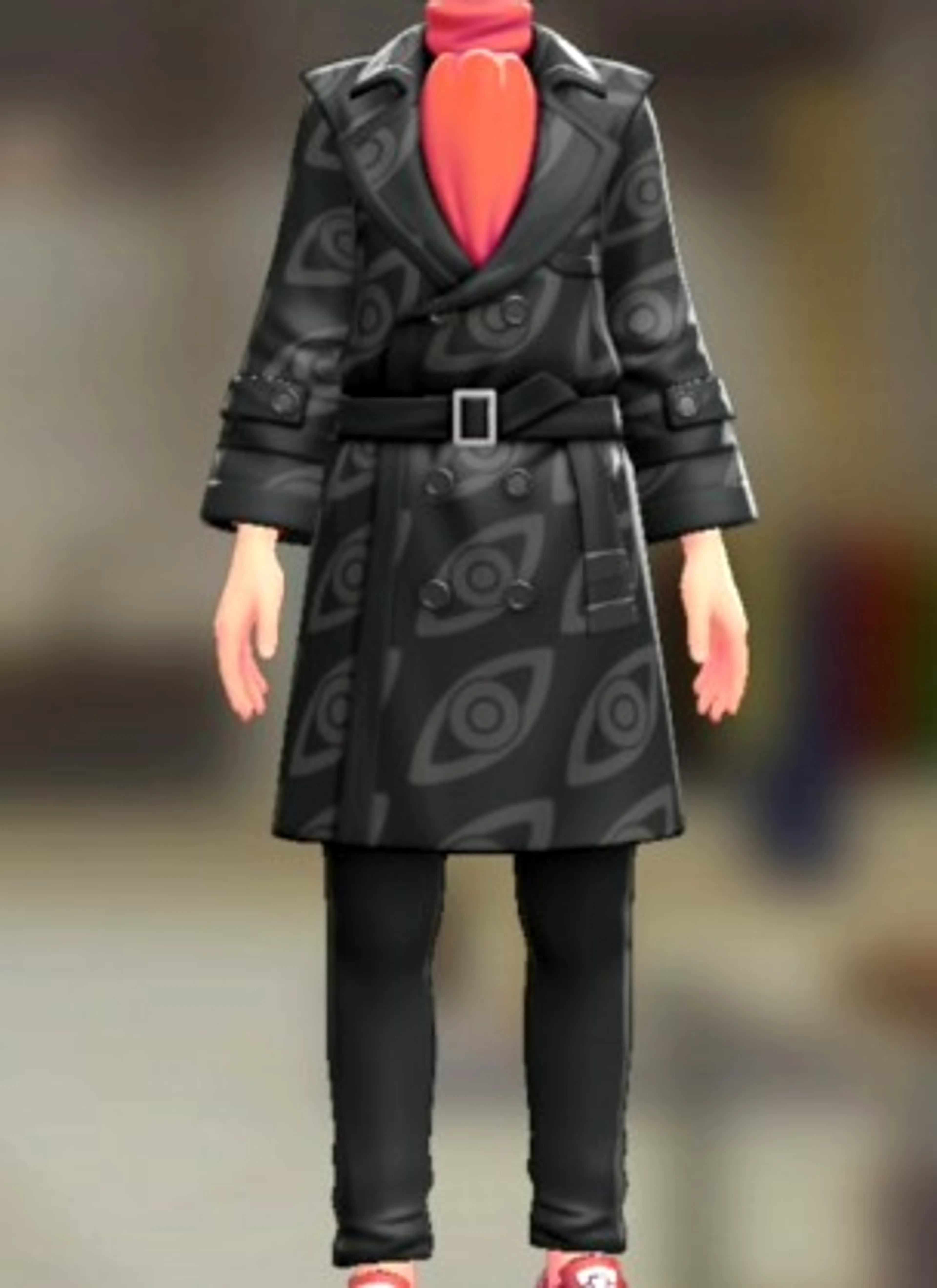 トレンチコート&パンツセット - ワイズアイブラック レッド×ブラック