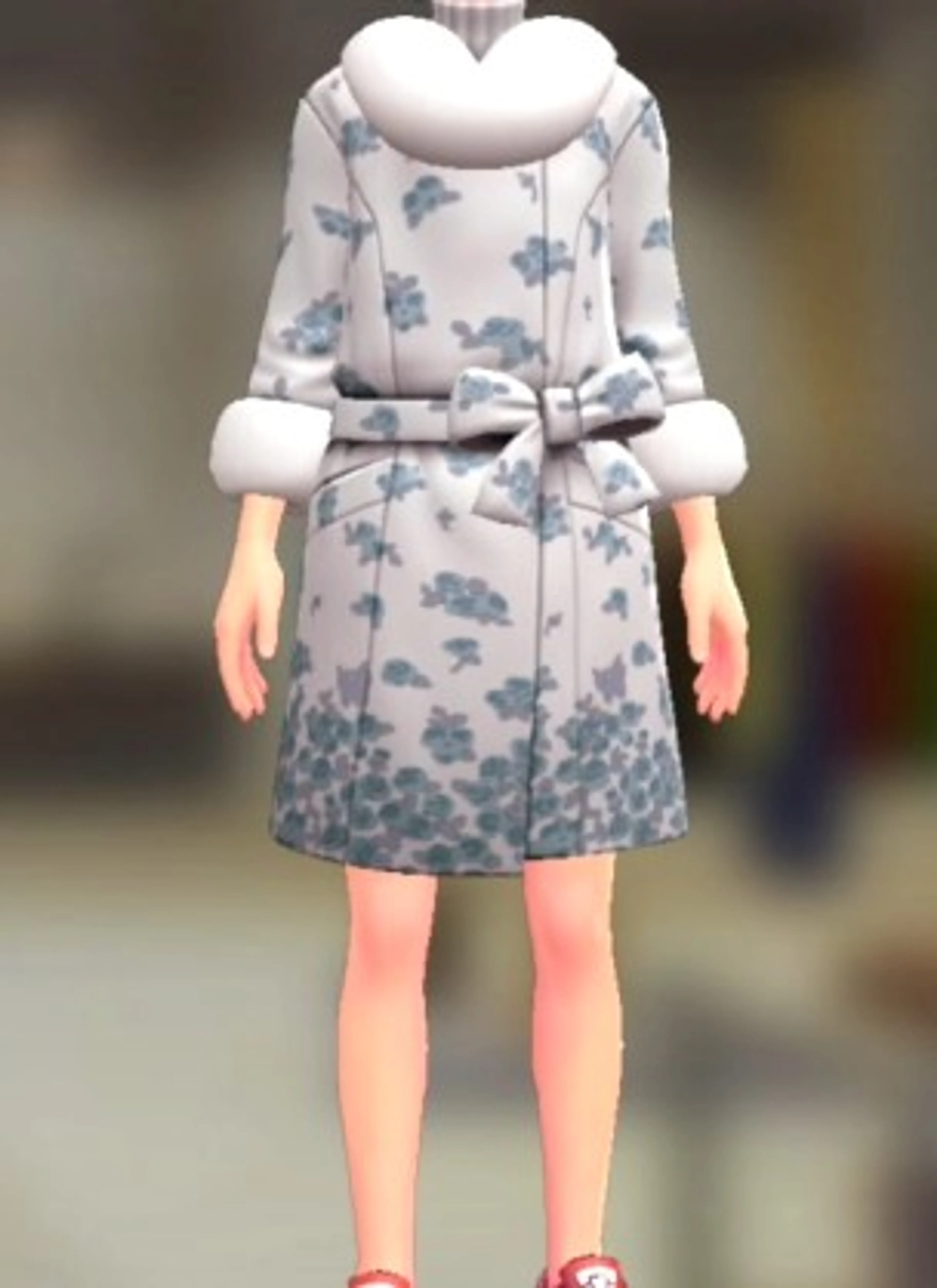 ファーコート&ニットセット - はながらブルー ホワイト