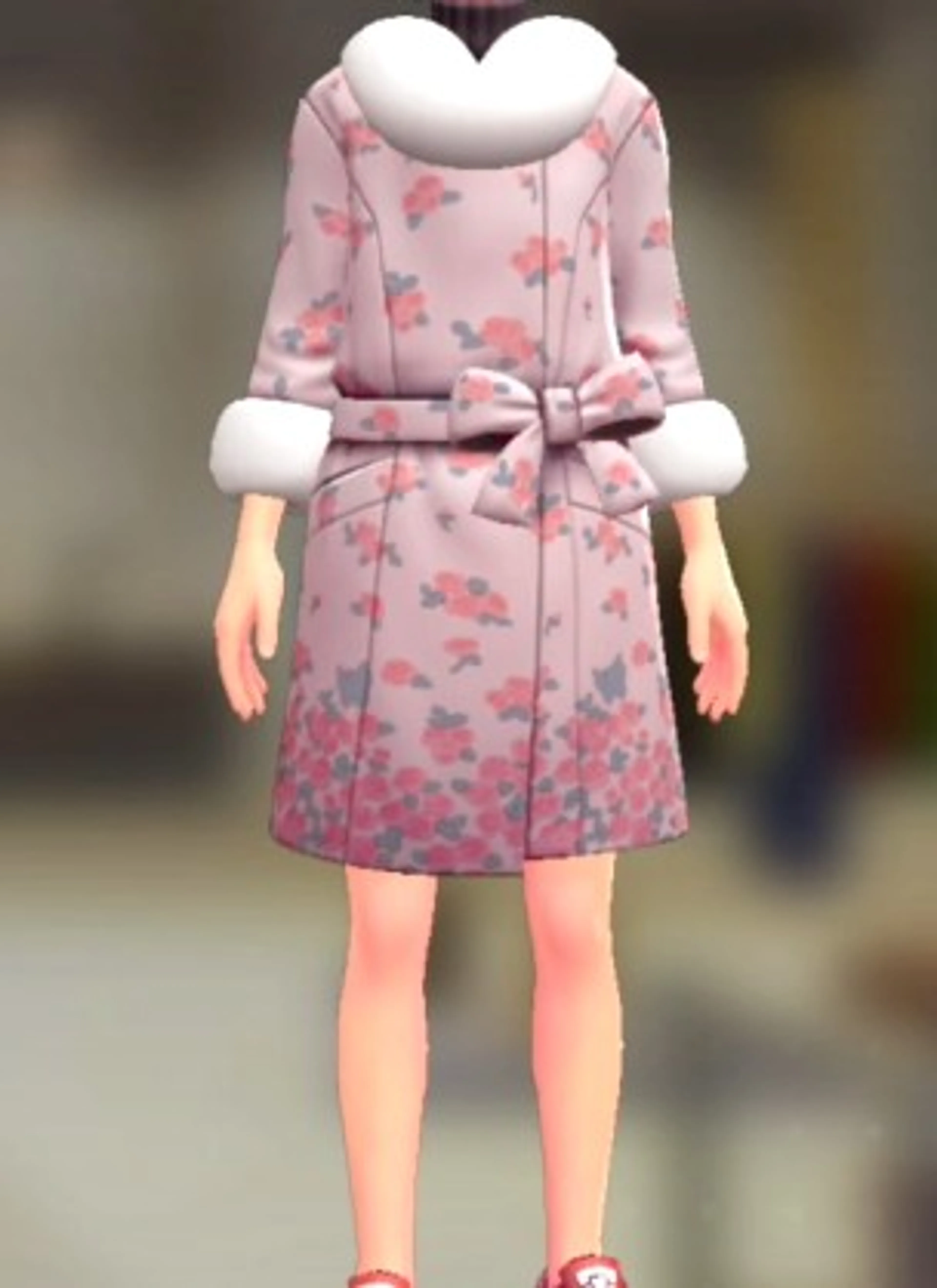 ファーコート&ニットセット - はながらピンク ピンクブラウン