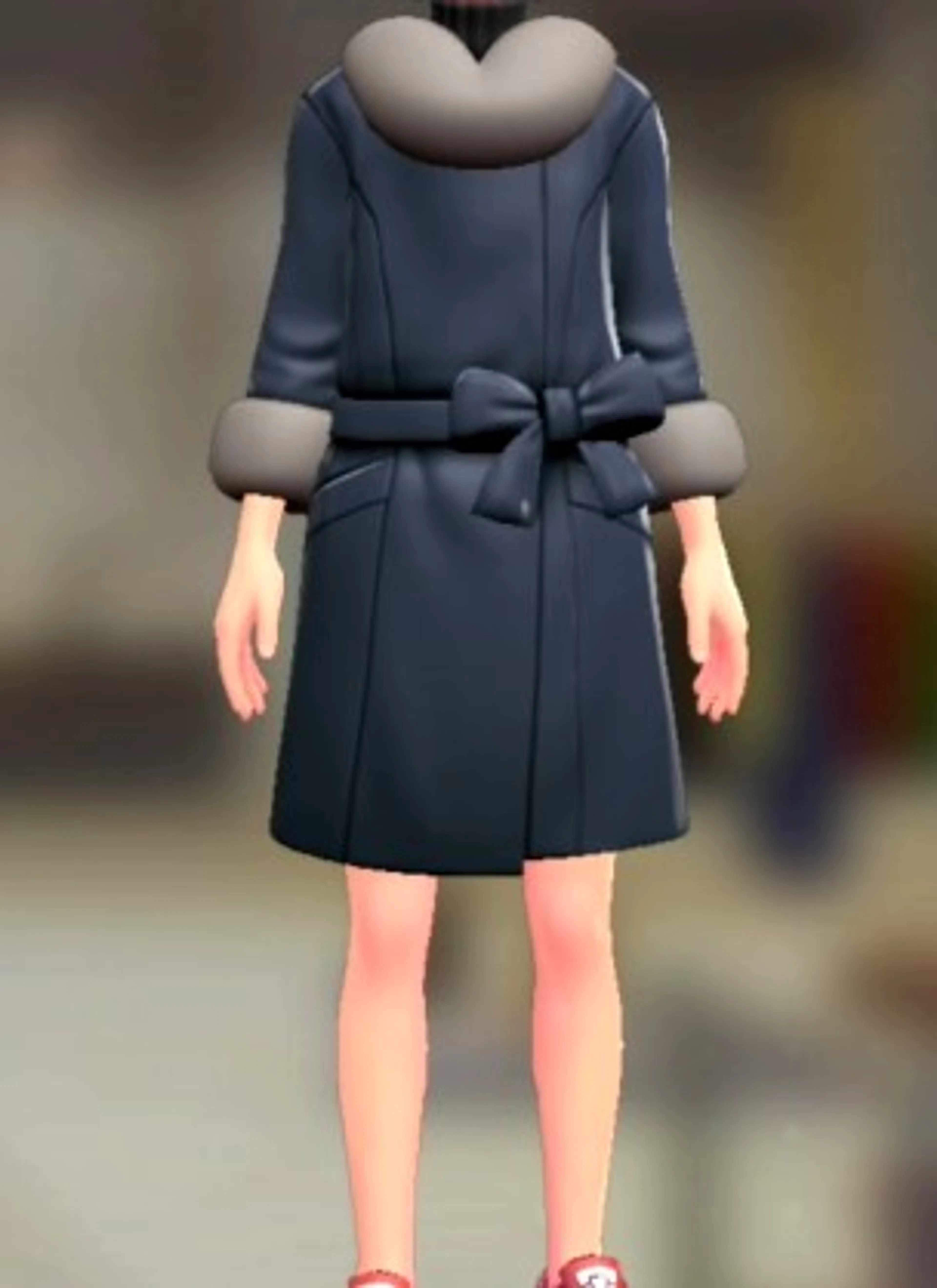 ファーコート&ニットセット - ネイビー ブラック