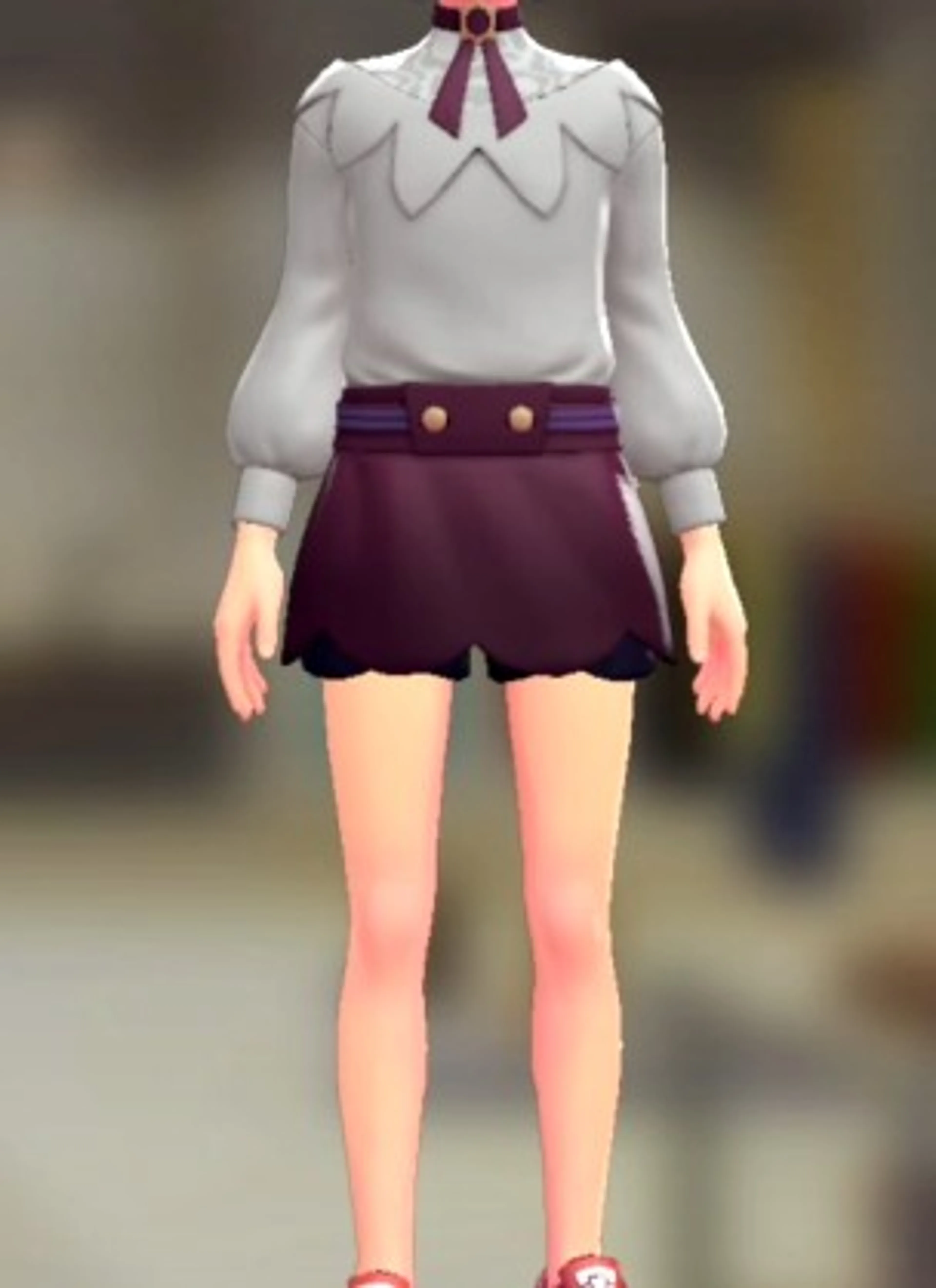 ブラウス&キュロットセット - ムーングレー バーガンディ