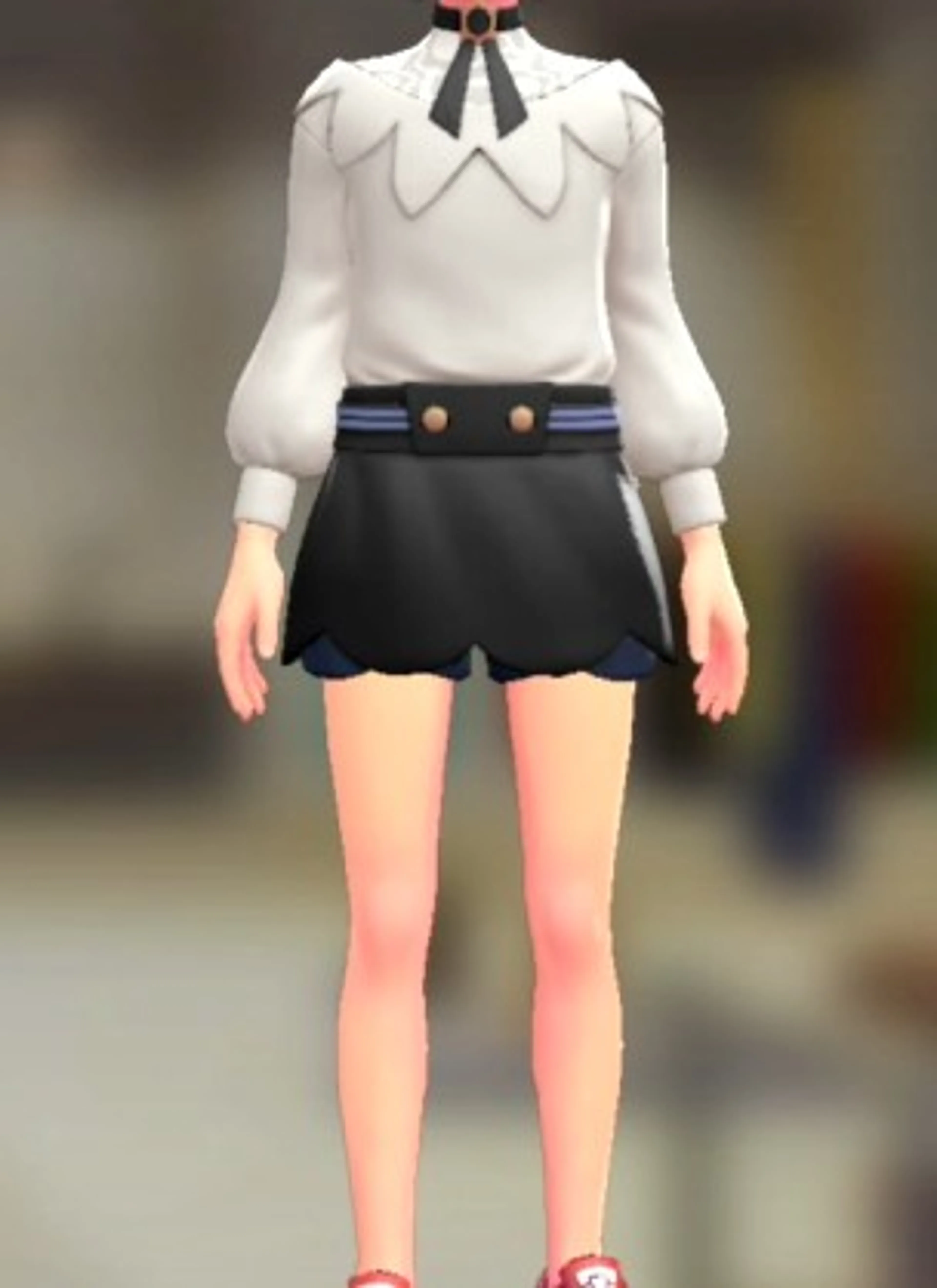 ブラウス&キュロットセット - シルキーホワイト ブラック