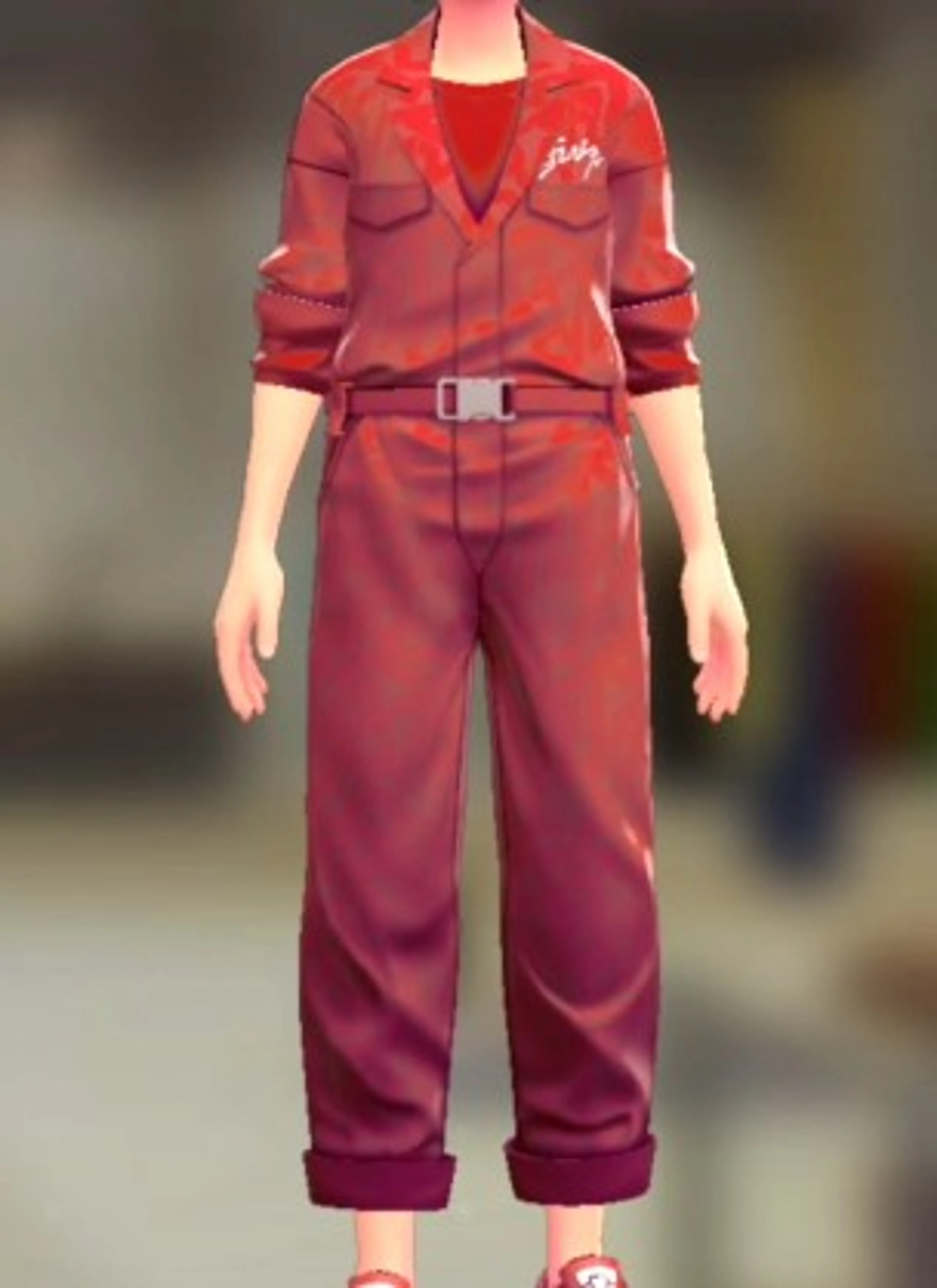 ジャンプスーツ&シャツセット - グラフィティレッド ビビッドレッド