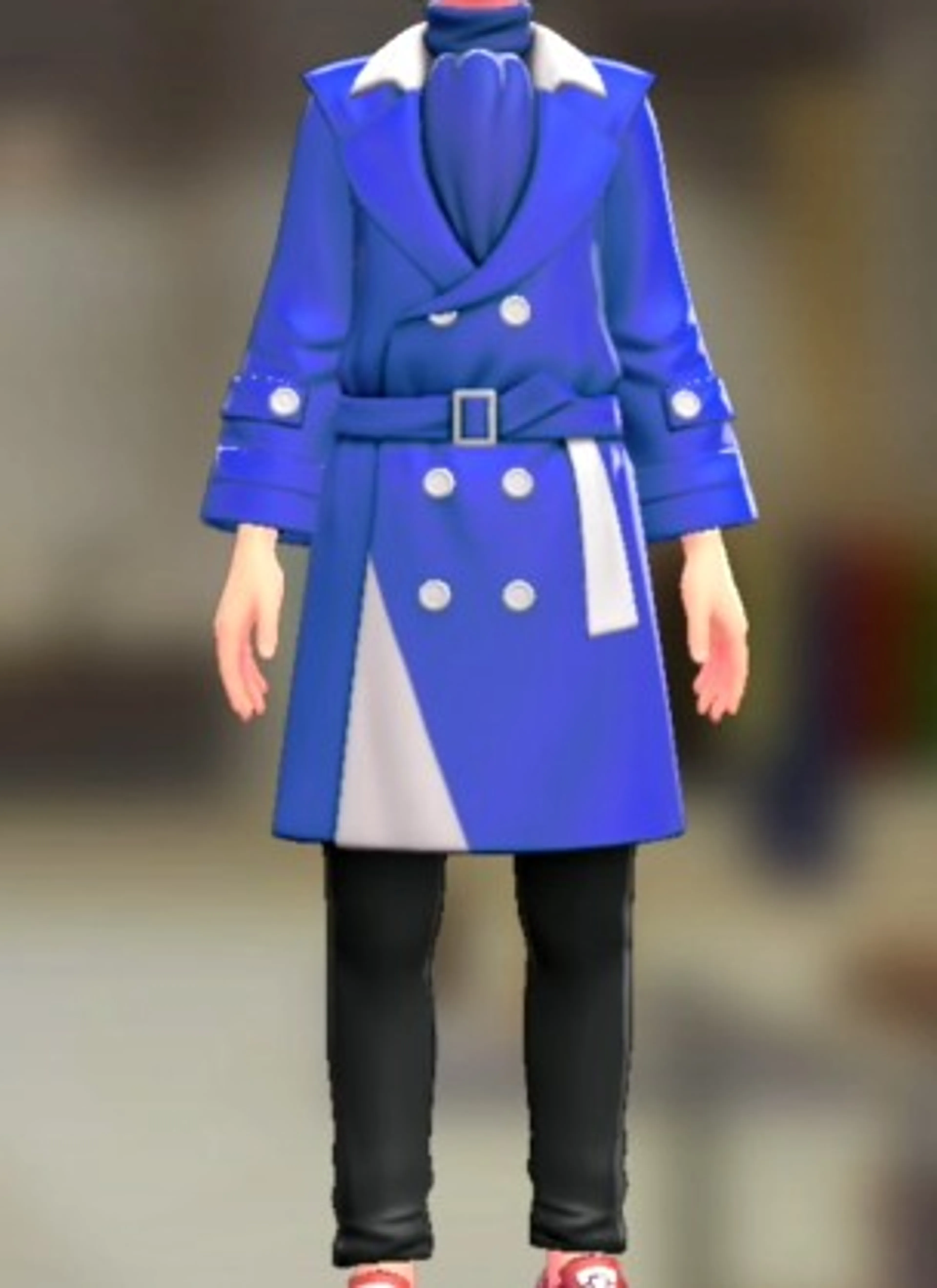 トレンチコート&パンツセット - ビビッドブルー ブルー×ブラック
