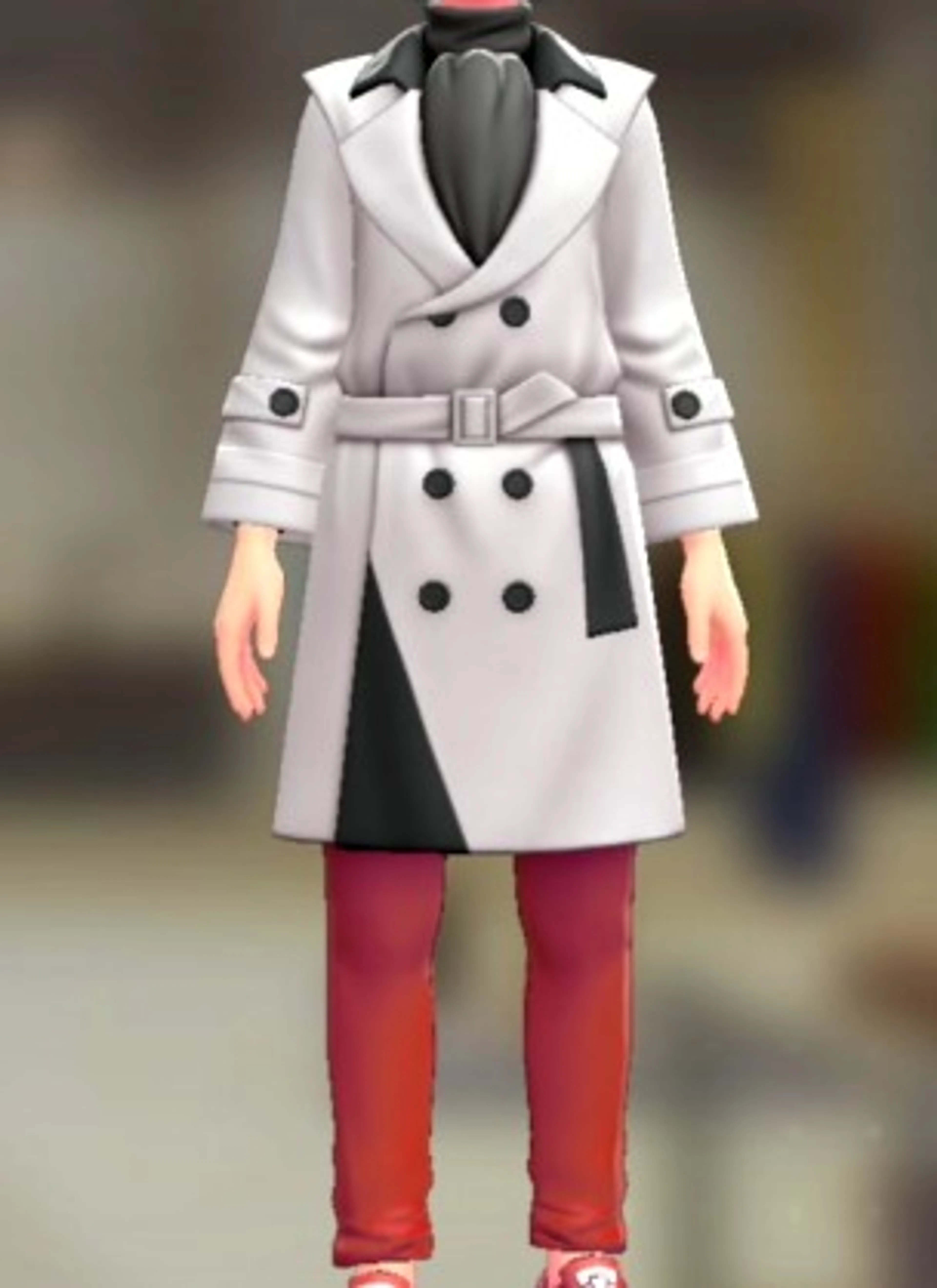トレンチコート&パンツセット - ビビッドホワイト グレー×レッド