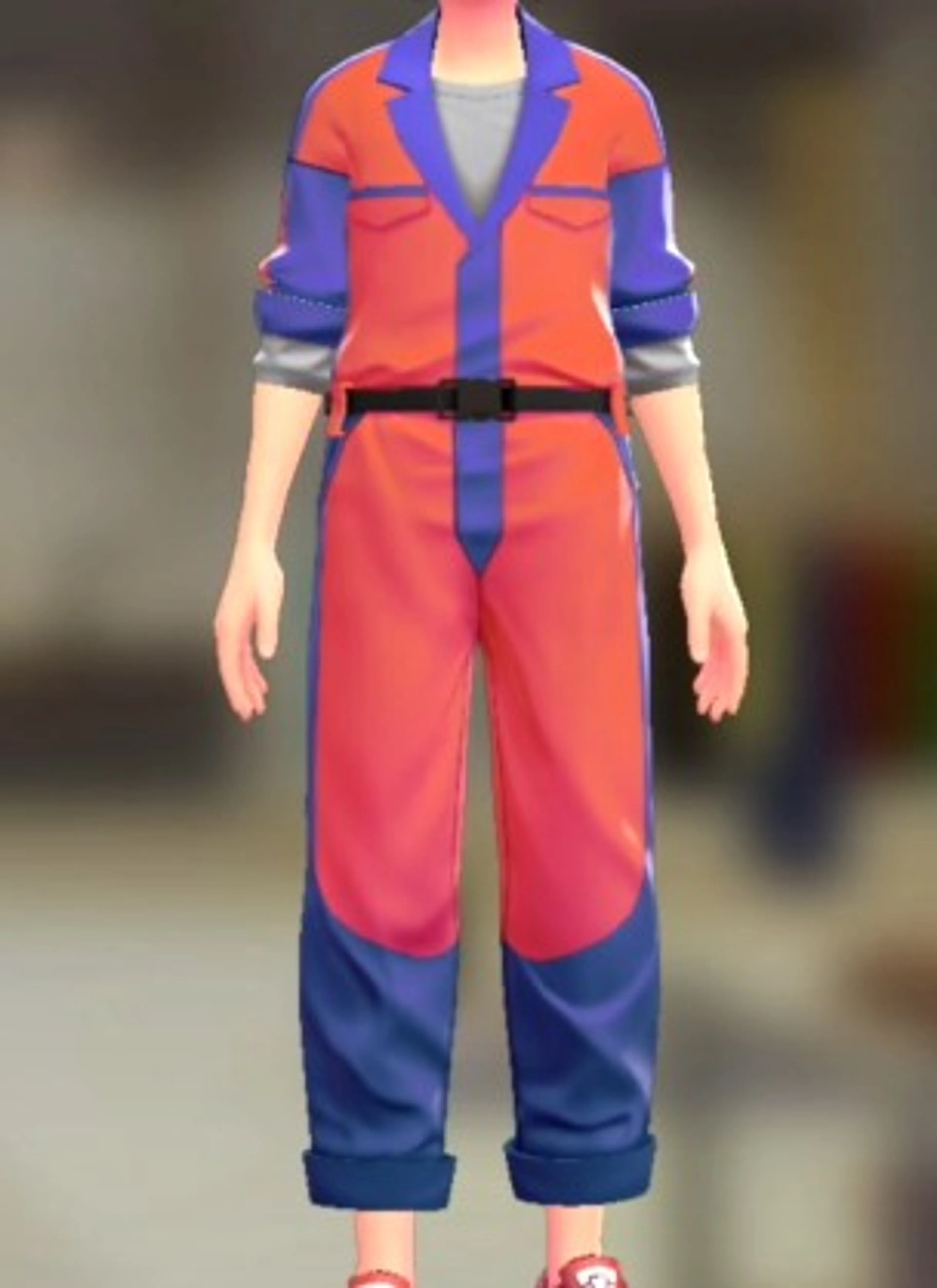 ジャンプスーツ&シャツセット - パープル×オレンジ グレー