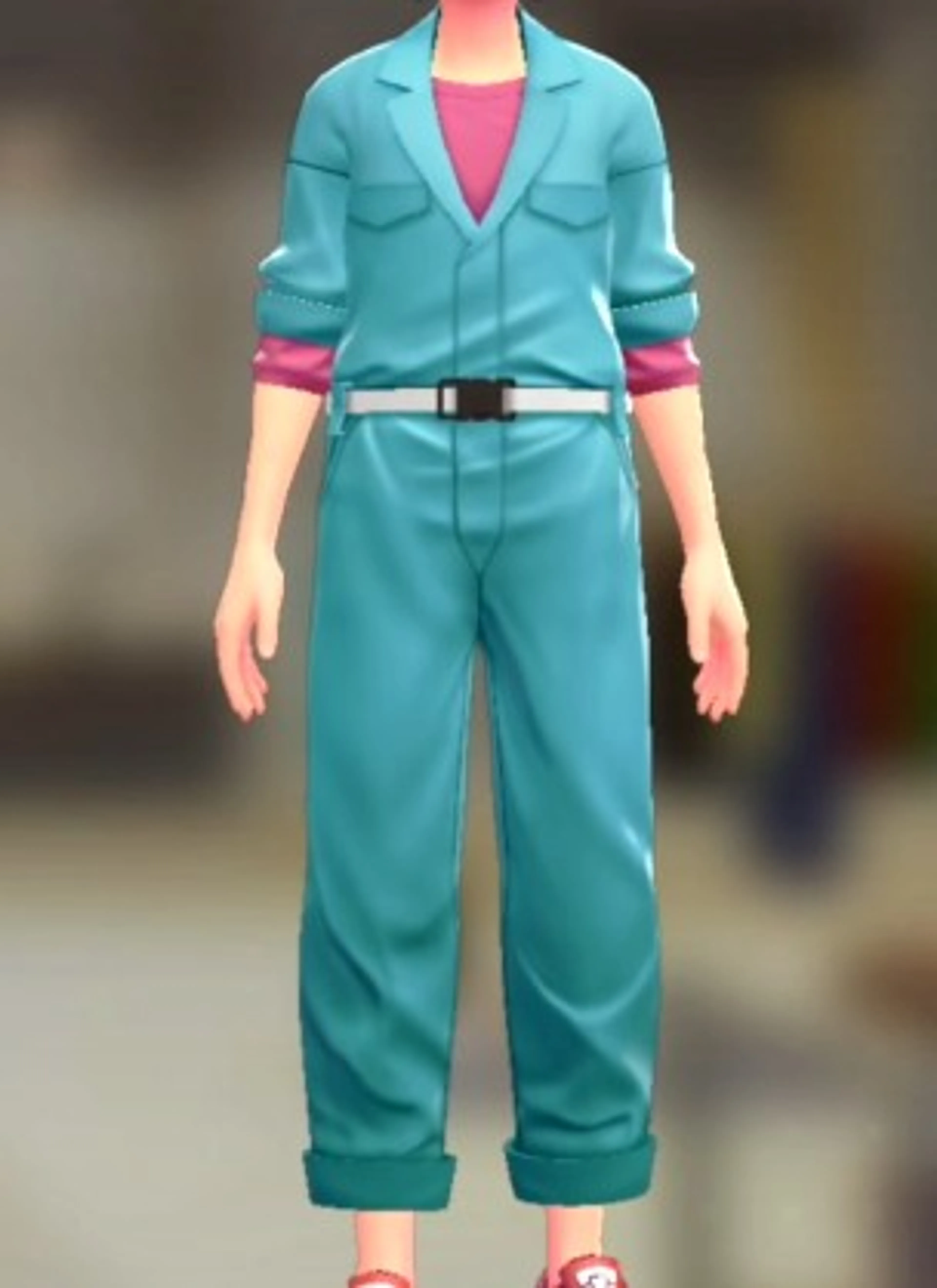 ジャンプスーツ&シャツセット - スカイブルー タフィーピンク