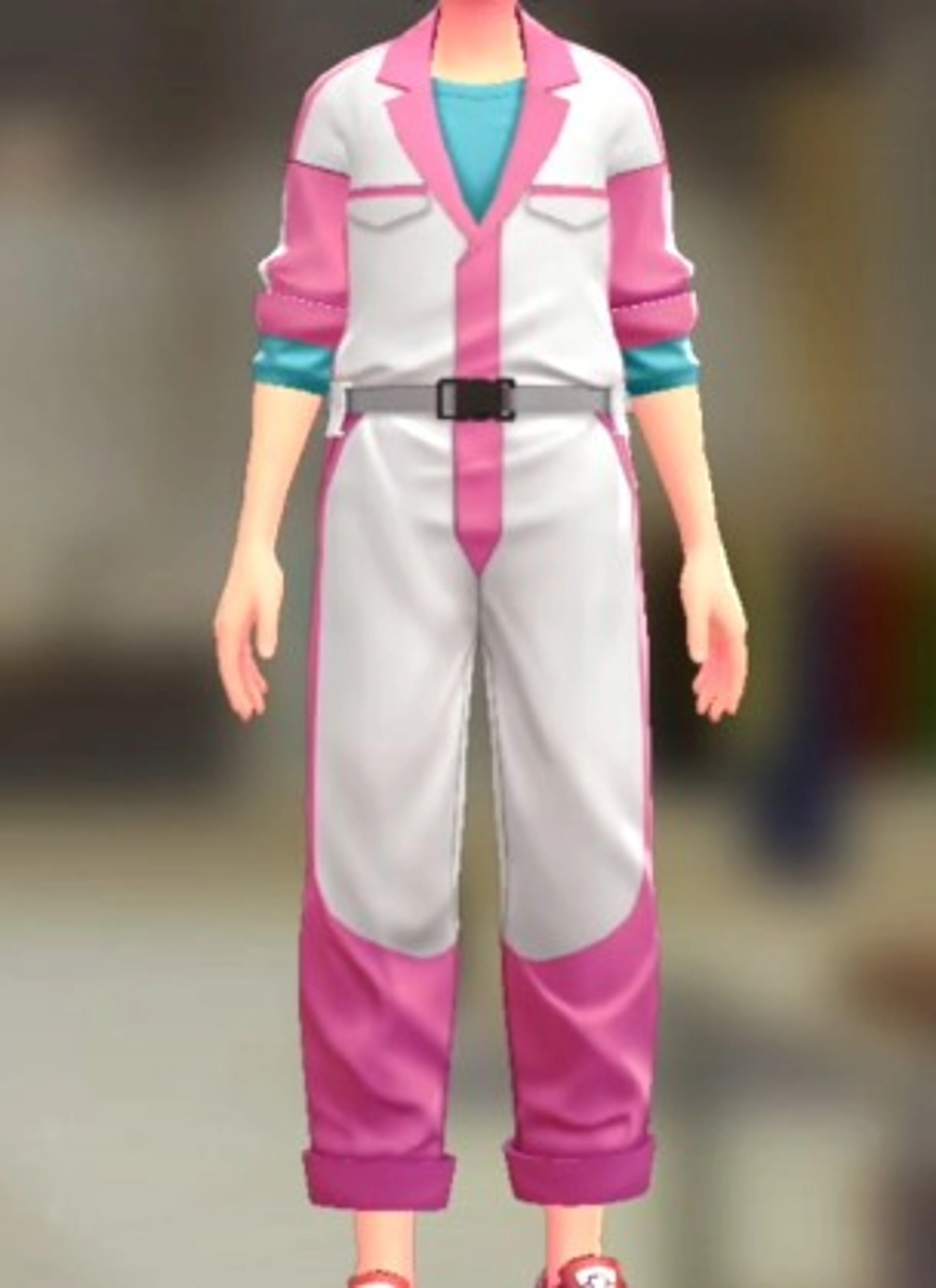 ジャンプスーツ&シャツセット - ピンク×ホワイト スカイブルー