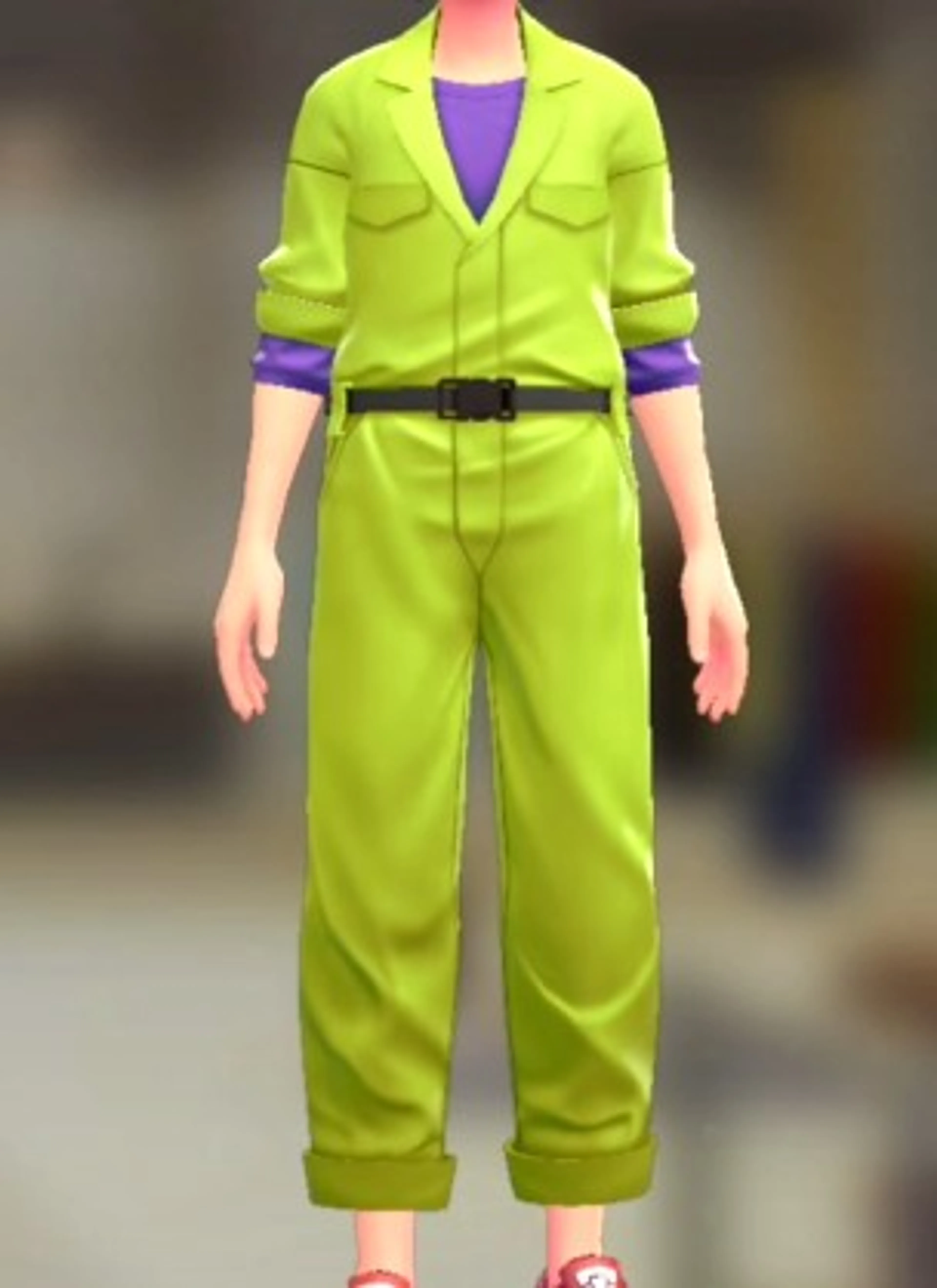 ジャンプスーツ&シャツセット - ライムイエロー パープル